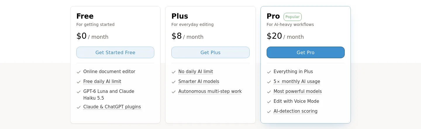 revise.io Pricing section