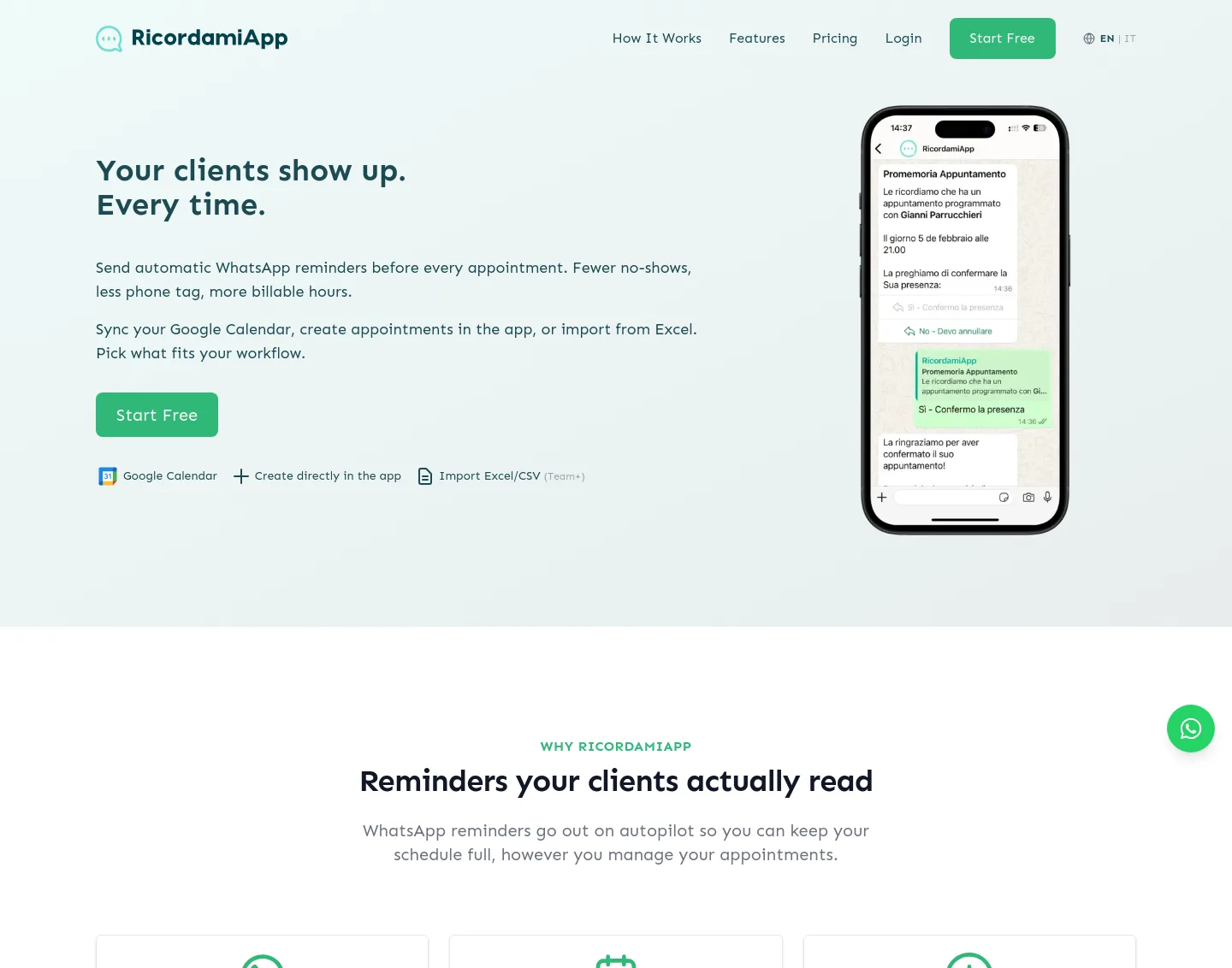 ricordamiapp.com — a measured funnel