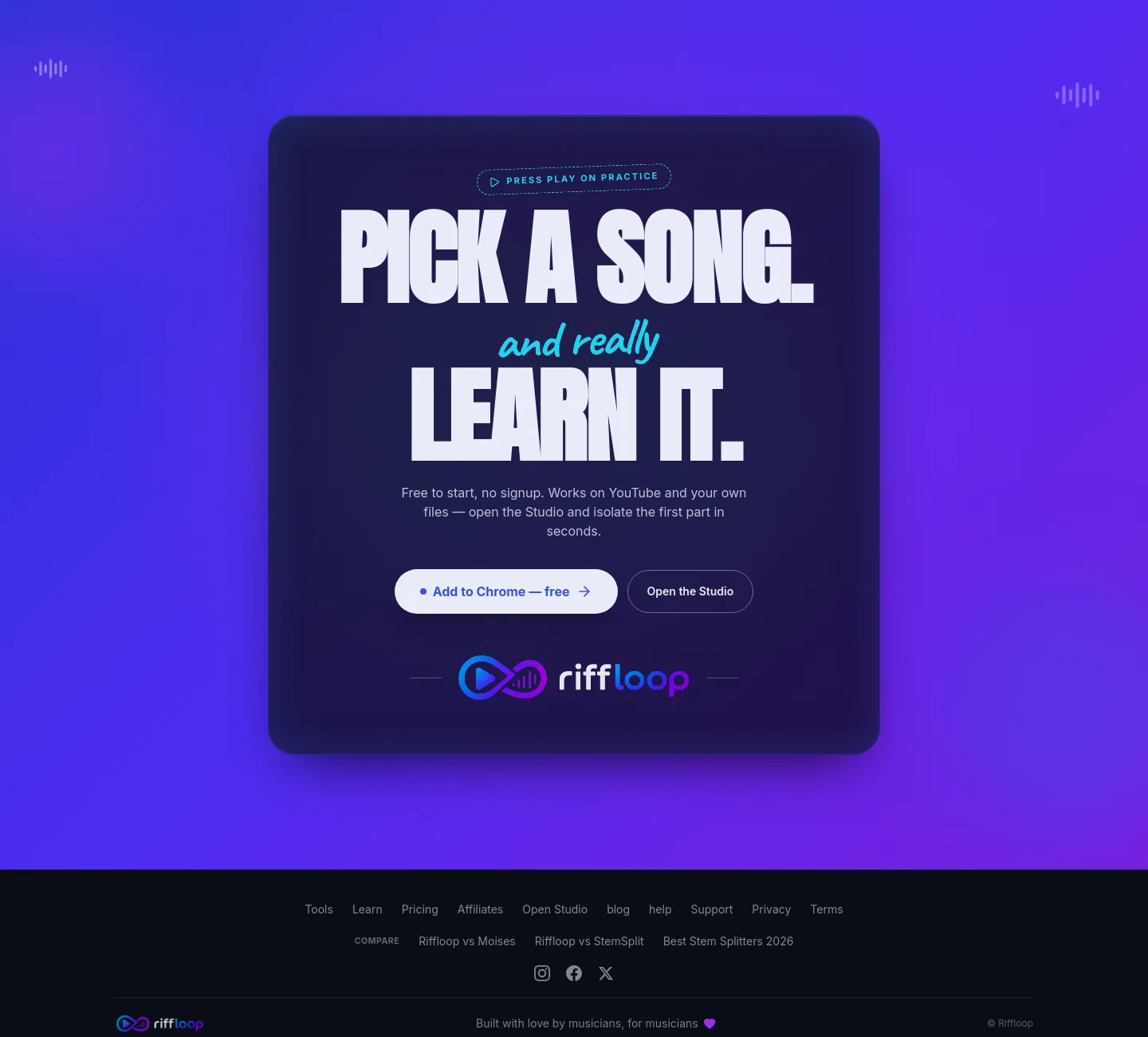 riffloop.app — a real Features section