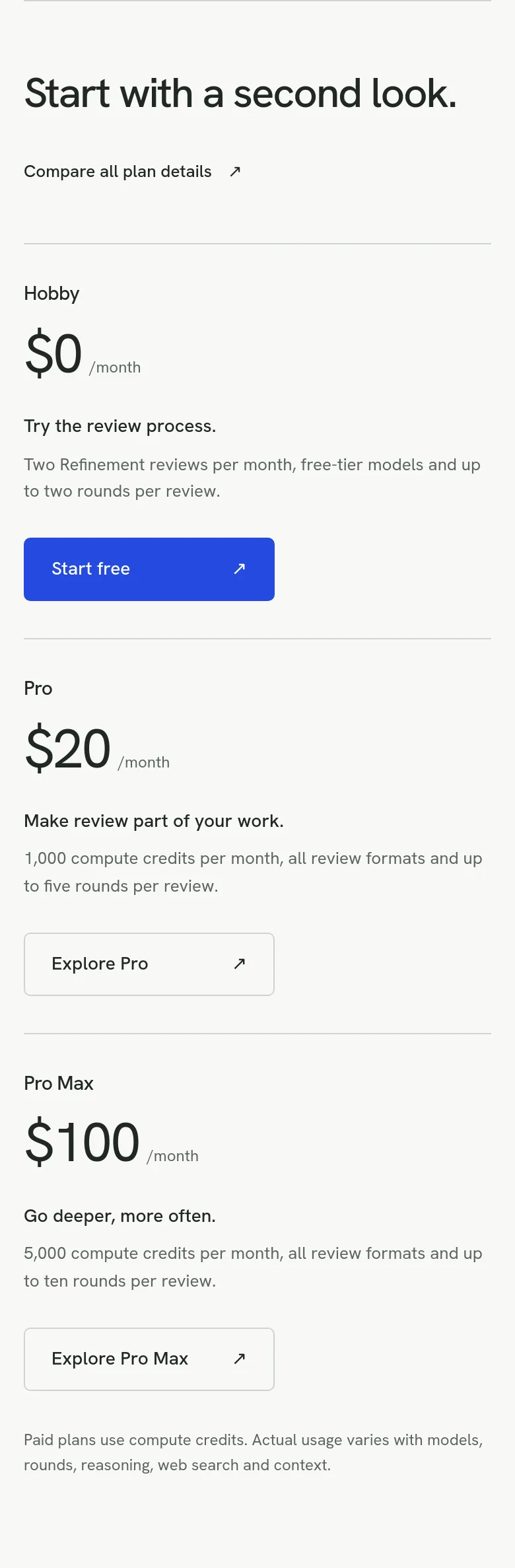 rigordesk.com Pricing section