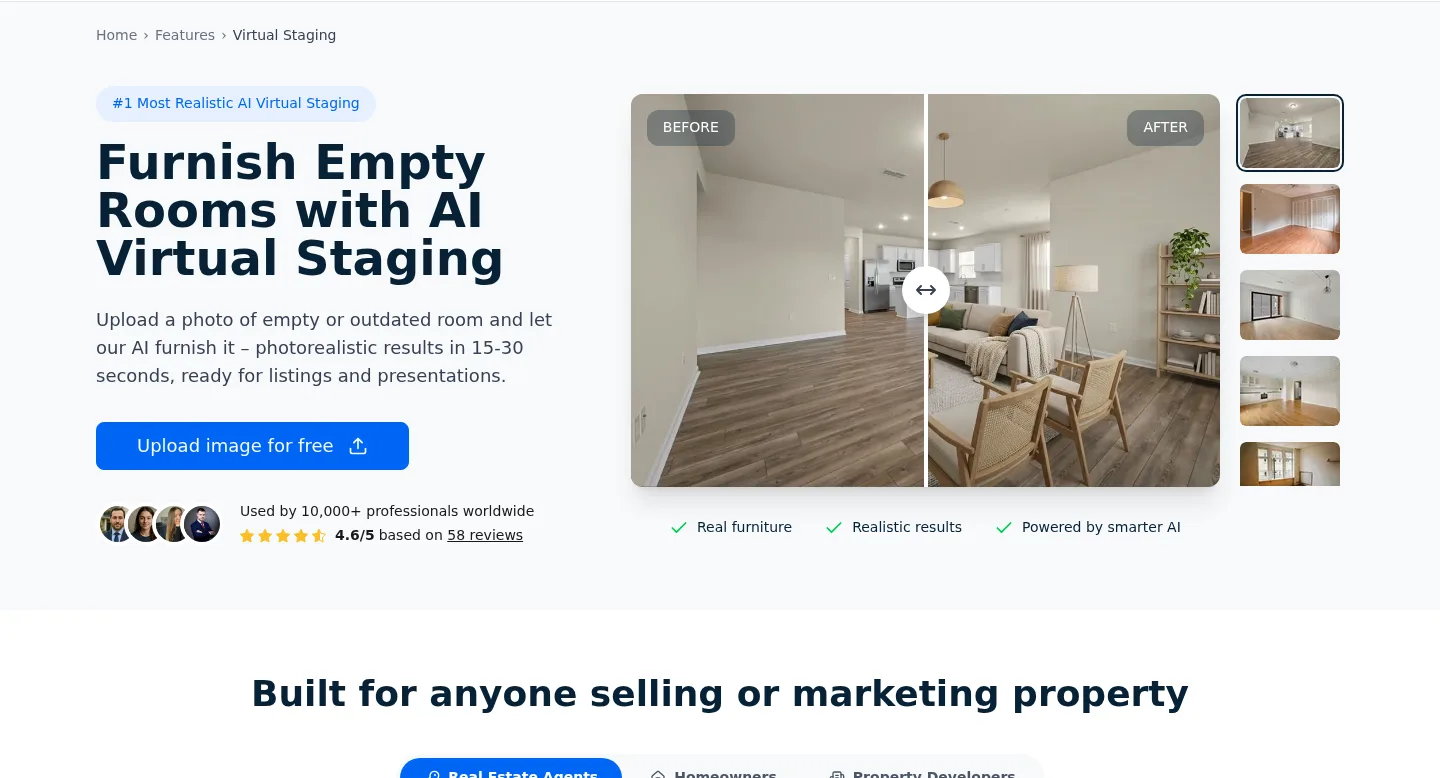 roomstaging.net — a real Hero section