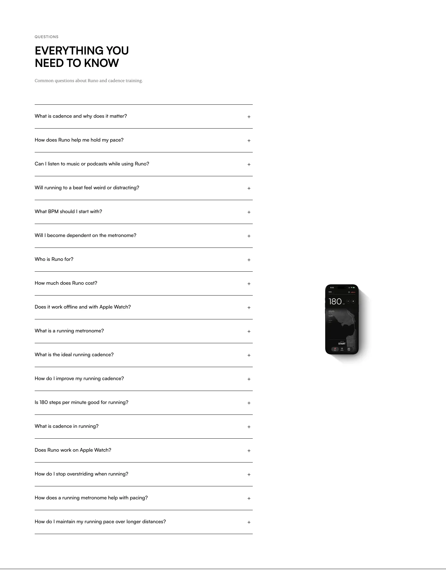 runoapp.com — a real FAQ section