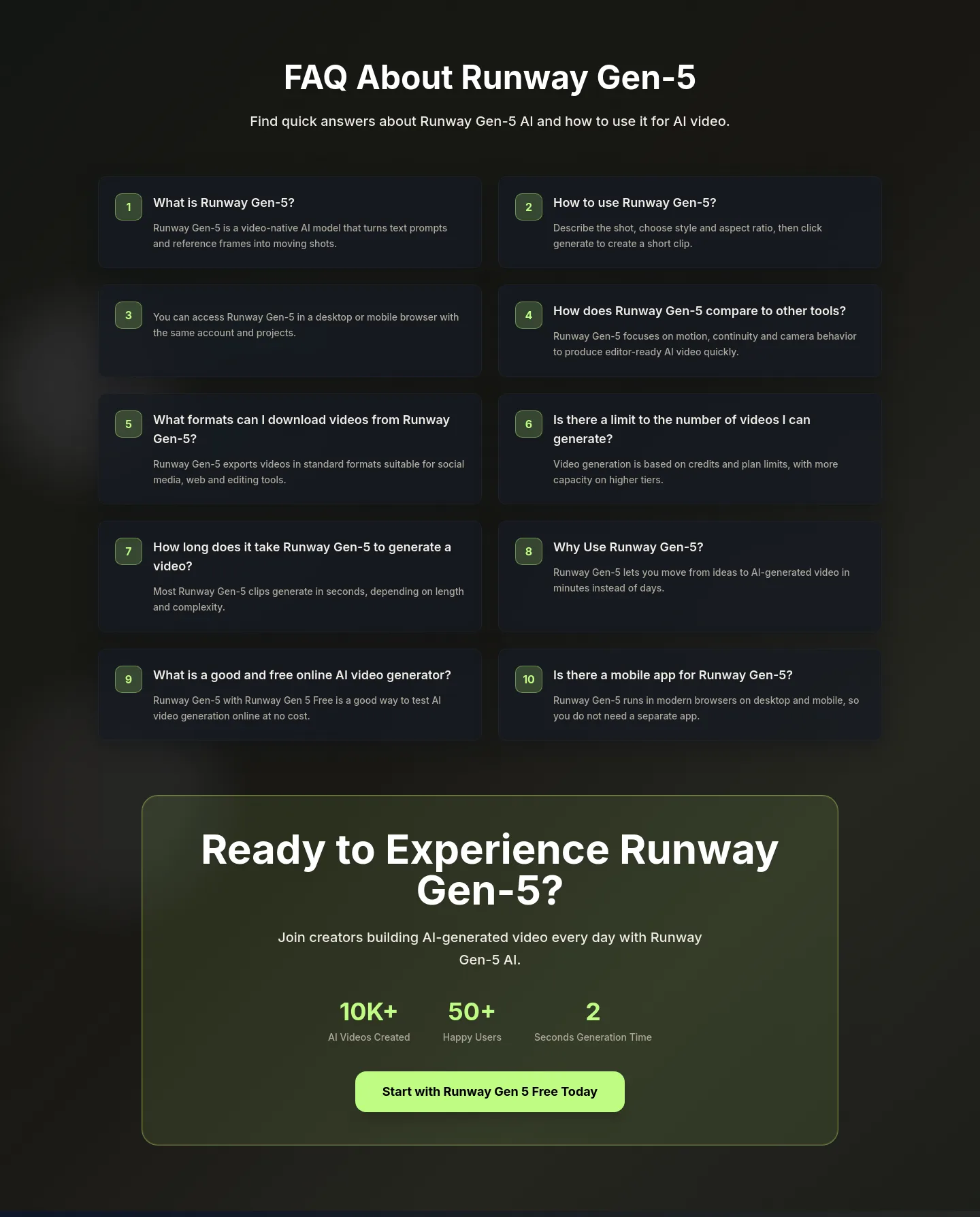 runwaygen5.org FAQ section