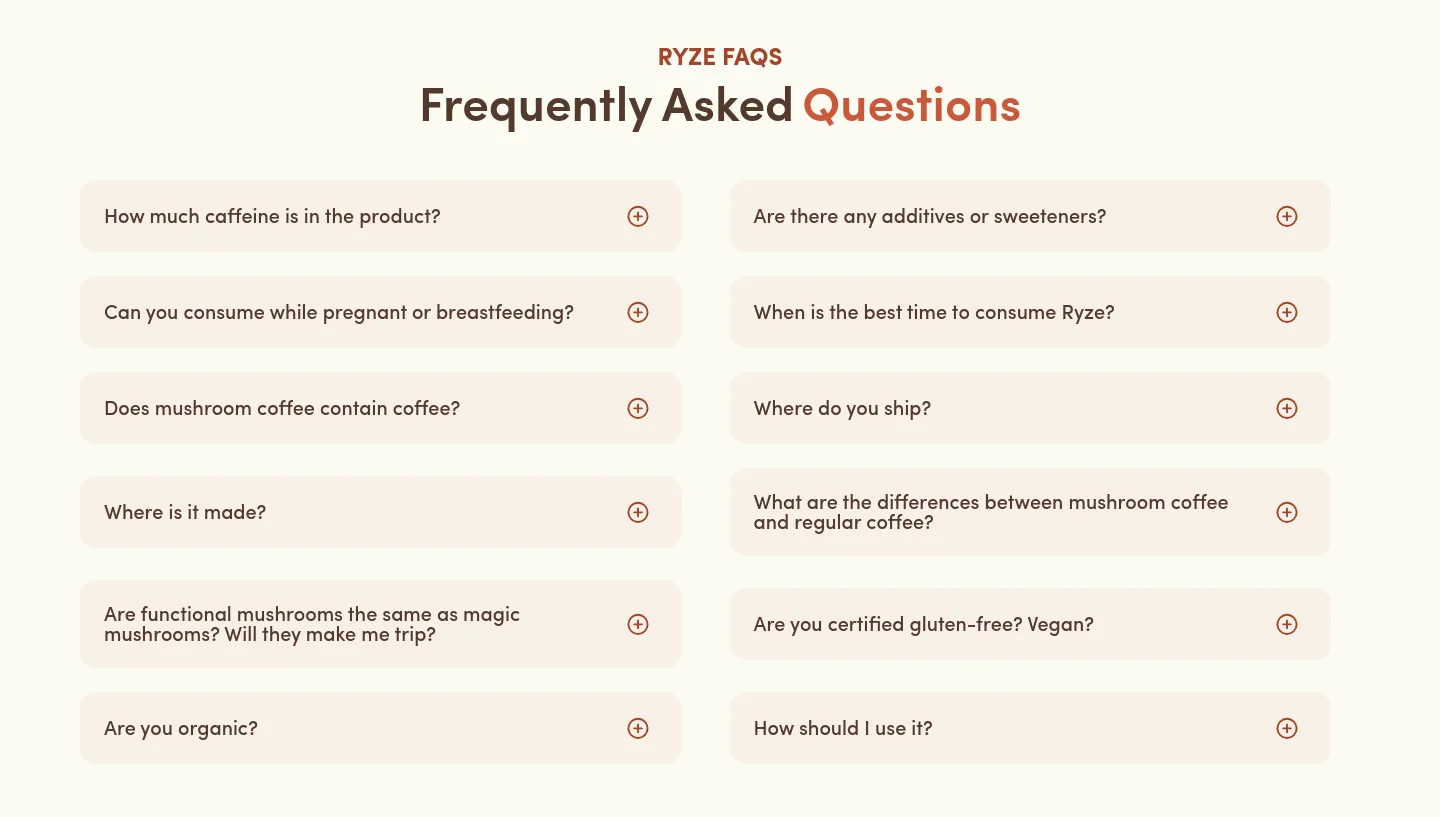 ryzesuperfoods.com FAQ section