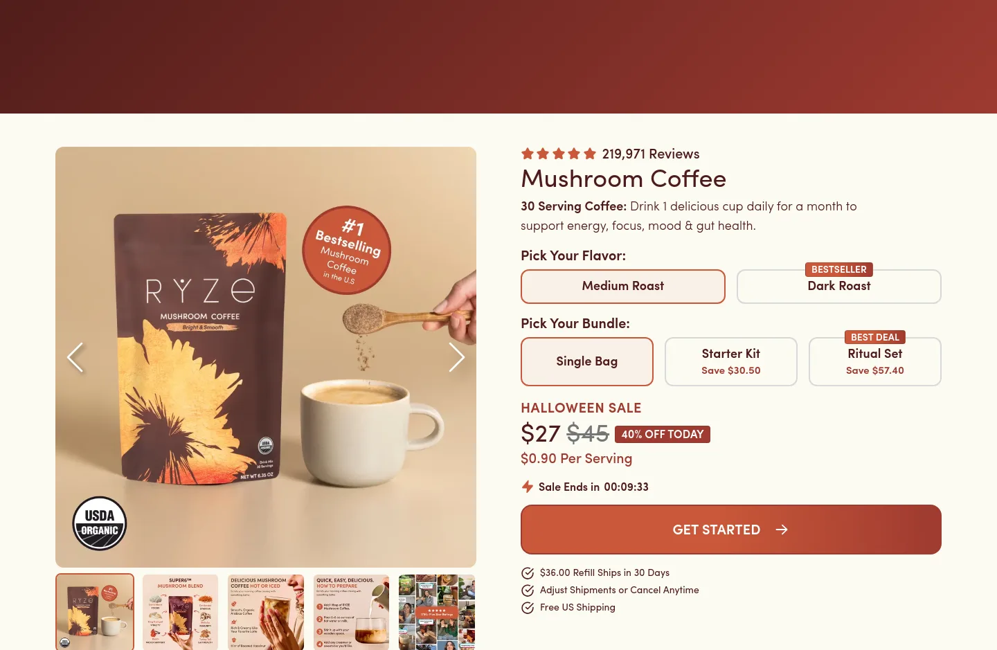 ryzesuperfoods.com Hero section