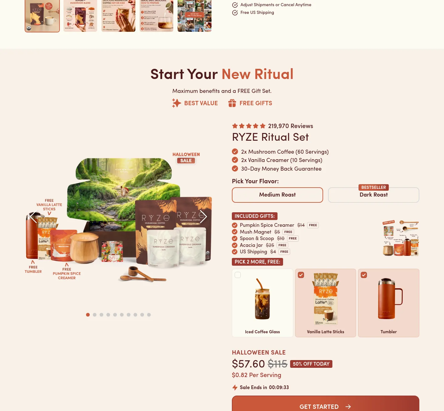ryzesuperfoods.com Pricing section