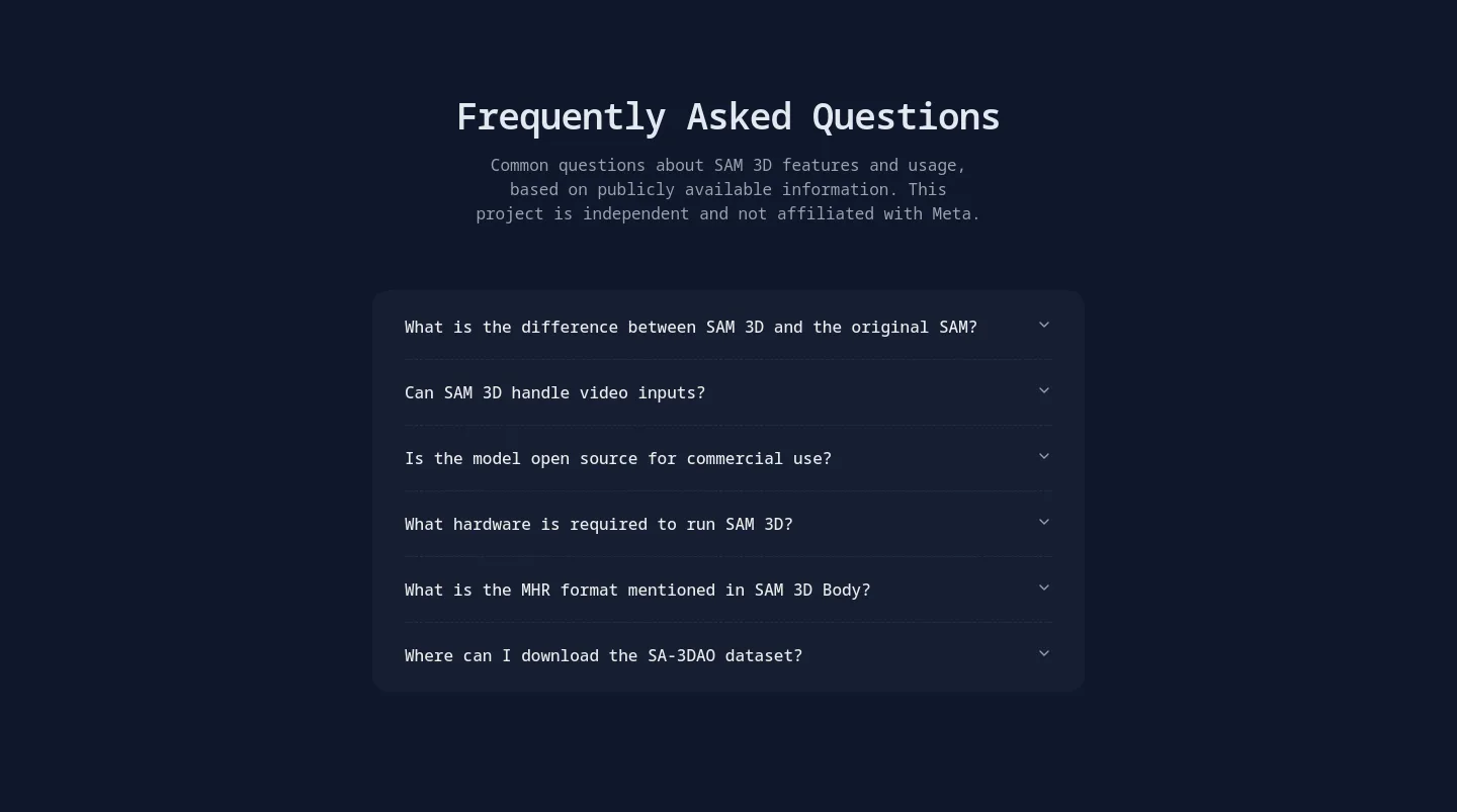 sam3d.org FAQ section