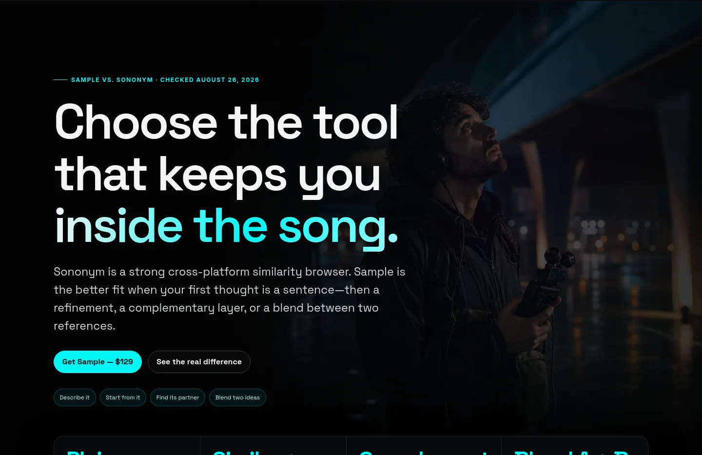 sample.audio — a real Hero section