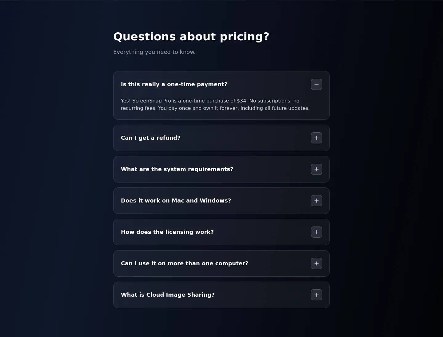 screensnap.pro FAQ section