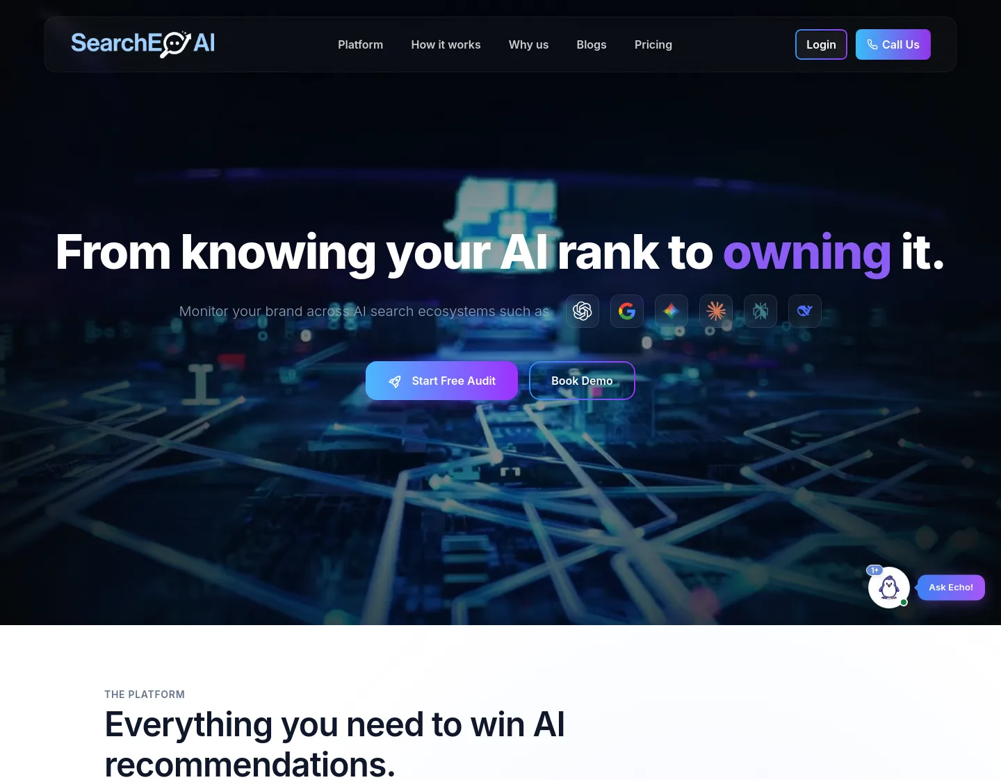searcheo.ai — a real Hero section