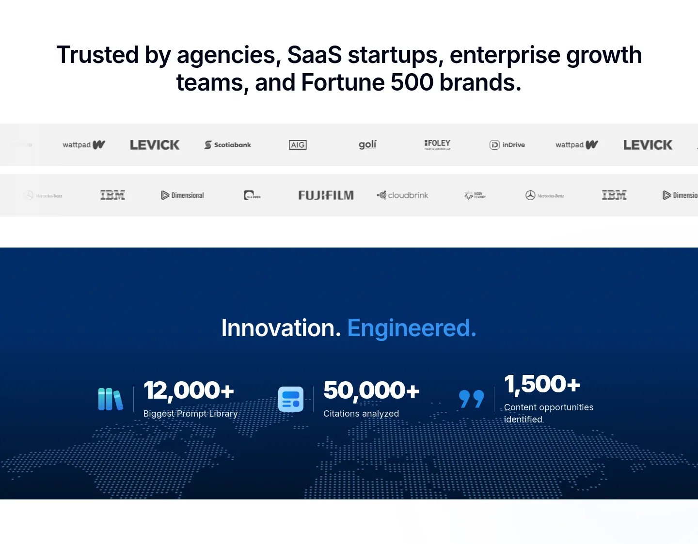 searcheo.ai — a real Logo Wall section