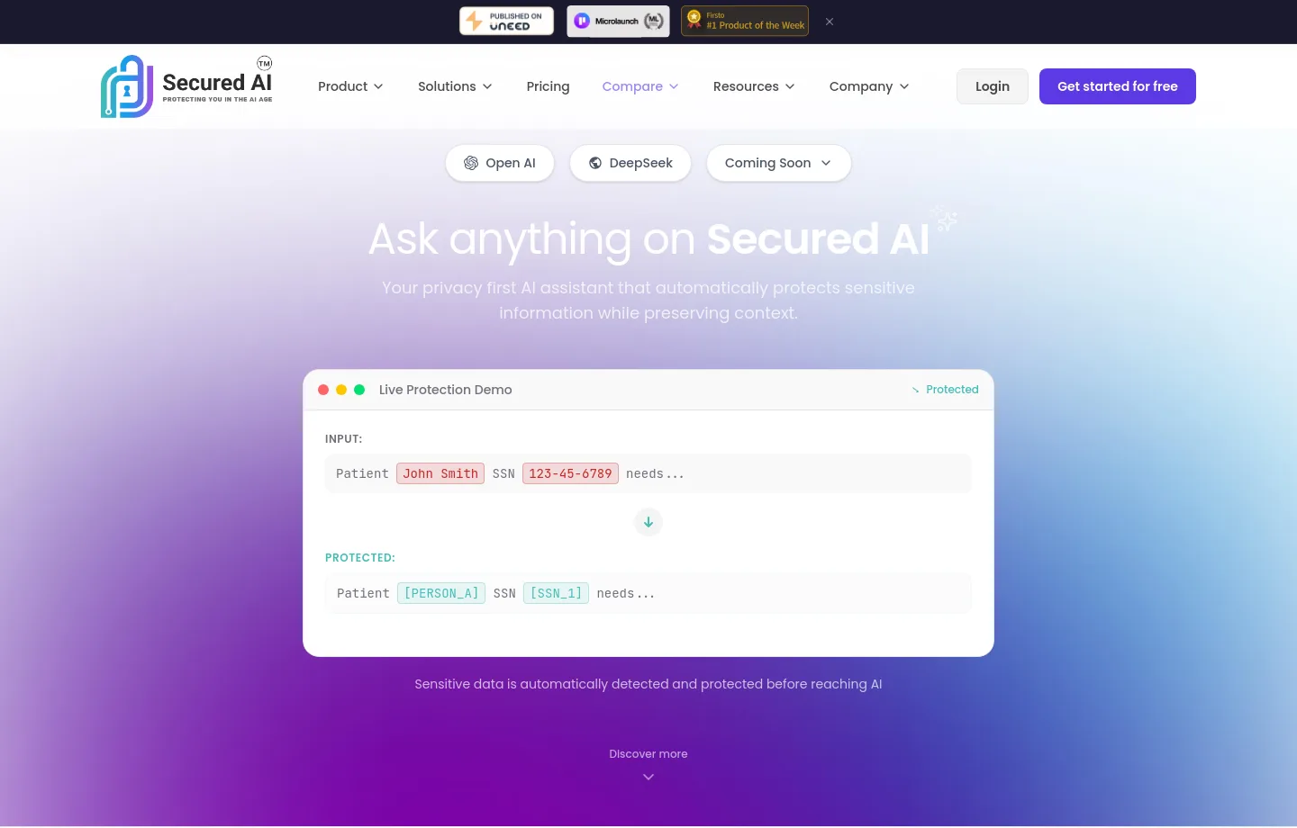 securedai.com Hero section