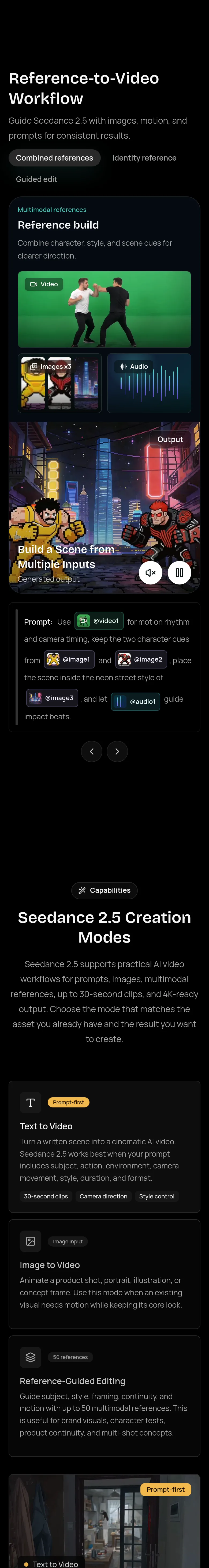 seedance2-5ai.com — a real Features section