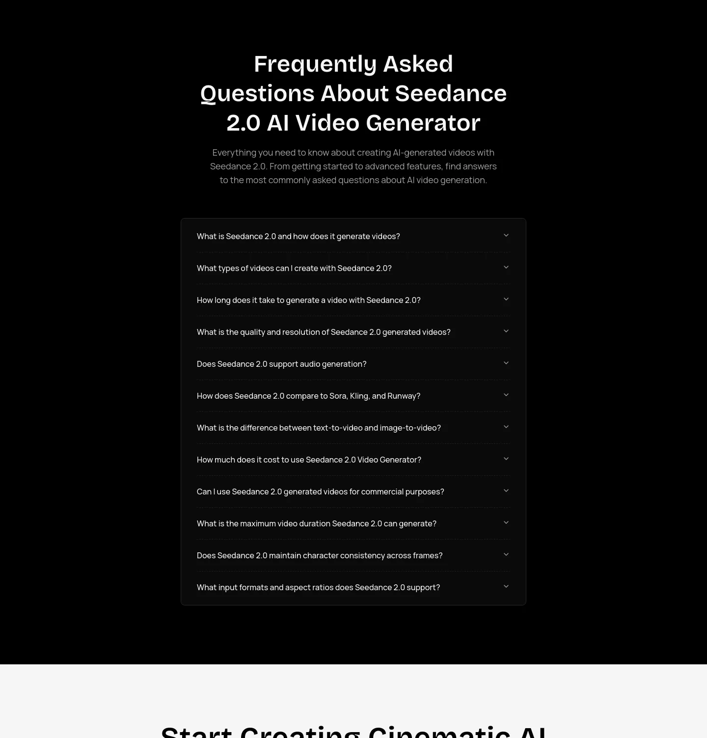 seedance2video.ai FAQ section