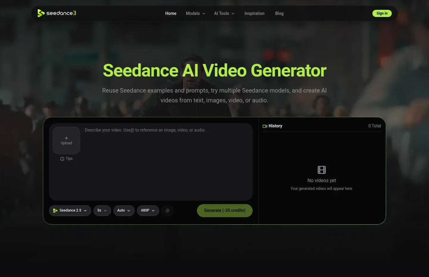 seedance3.tools — a real Hero section