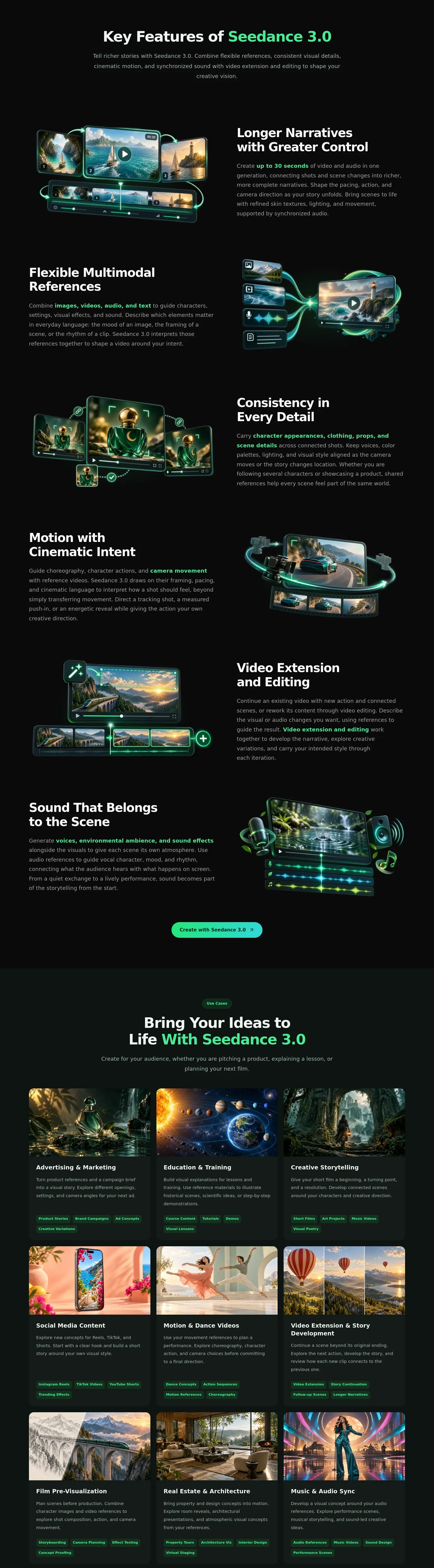 seedance3ai.ai — a real Features section