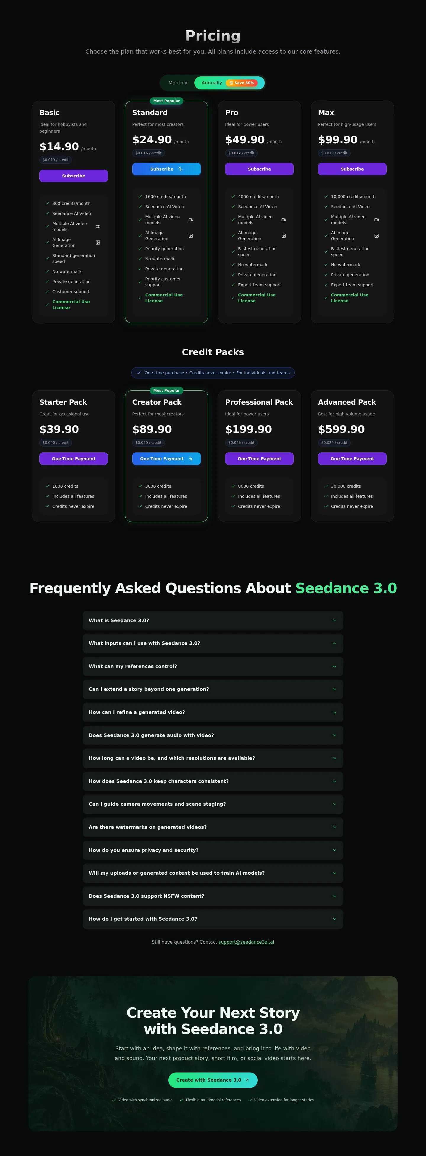 seedance3ai.ai — a real FAQ section