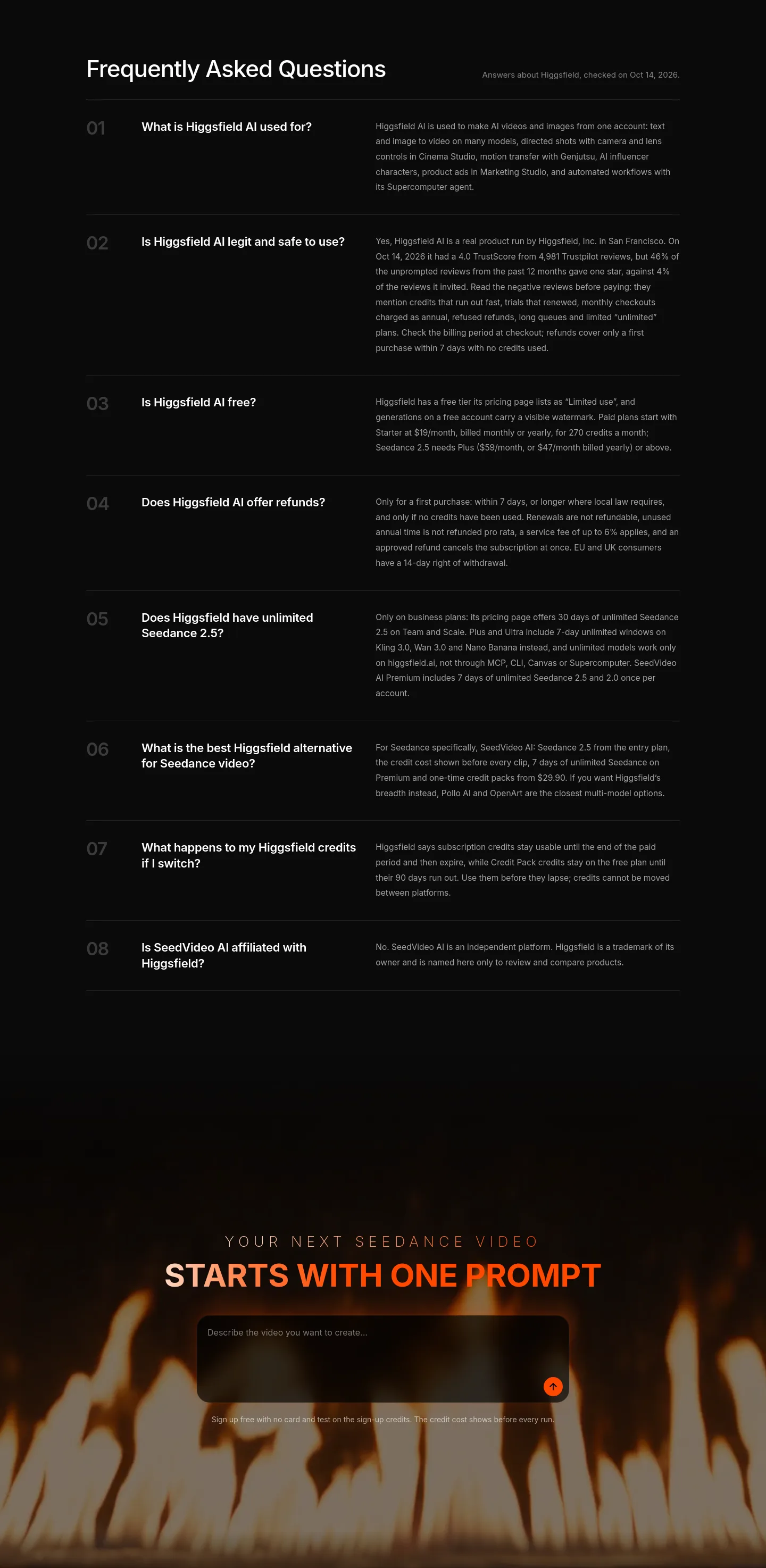 seeddance.io FAQ section