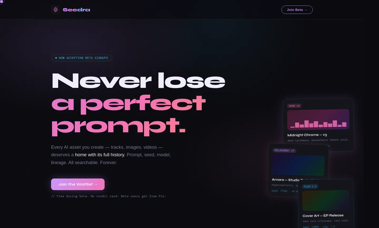 seedra.app — a real Hero section