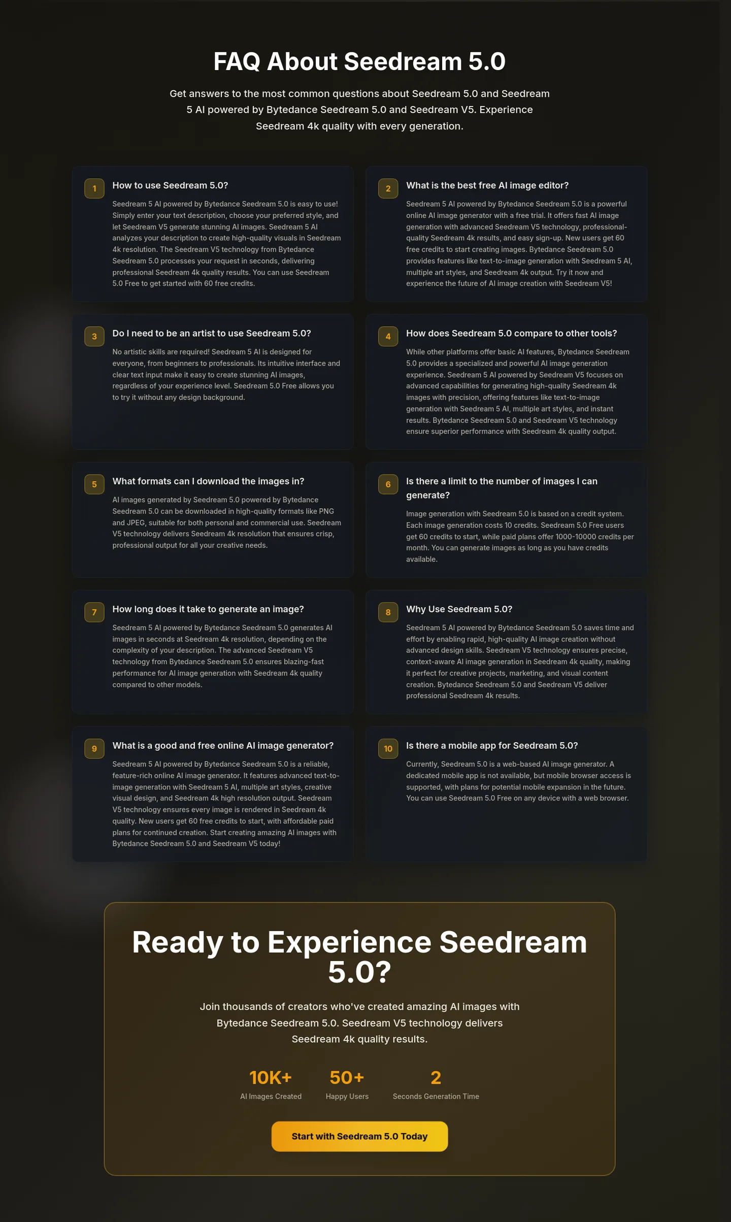 seedream-5.app FAQ section