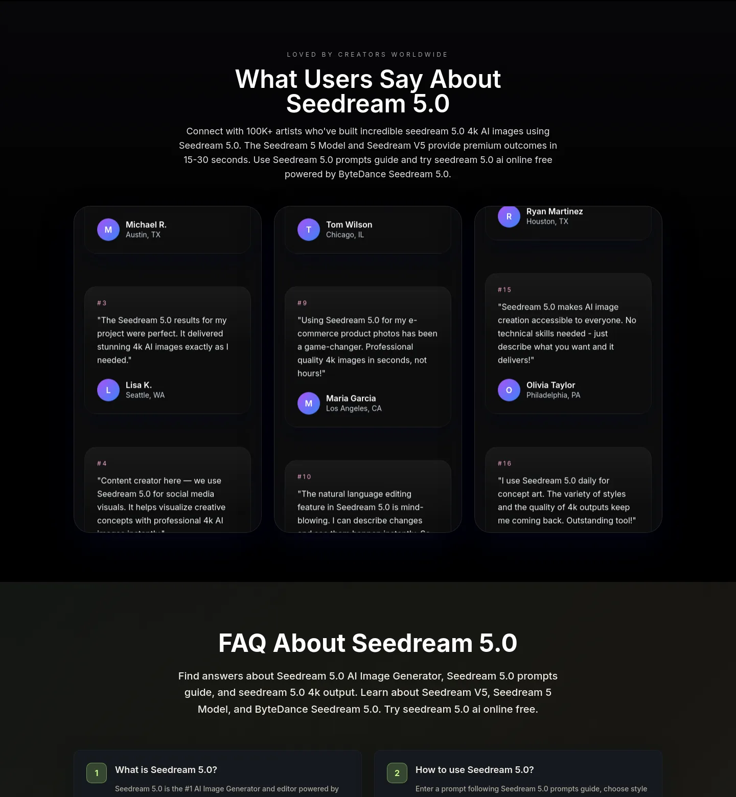 seedream5ai.app — a real Logo Wall section
