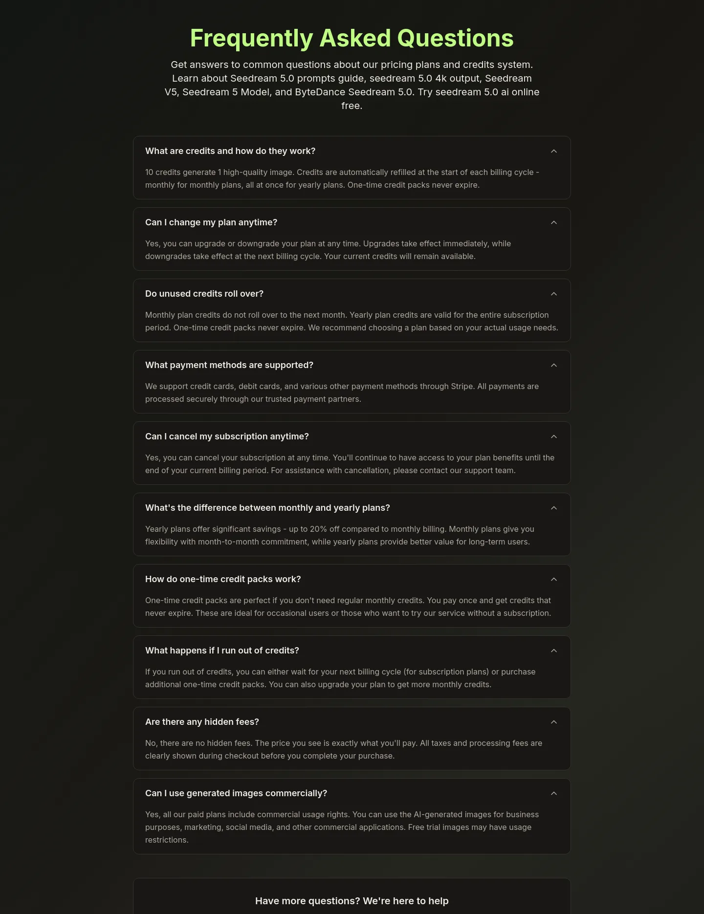 seedream5ai.app FAQ section