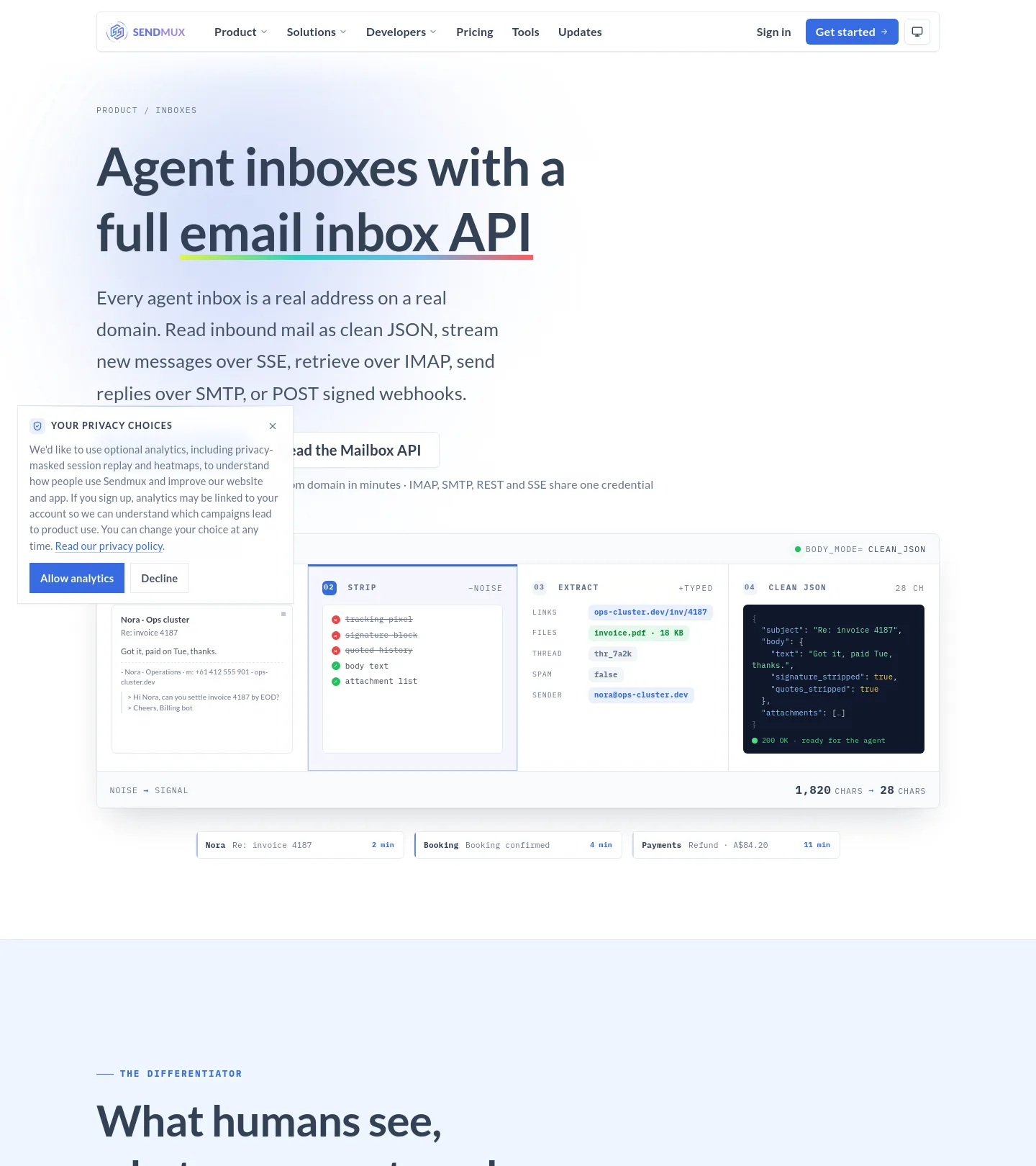 sendmux.ai Hero section