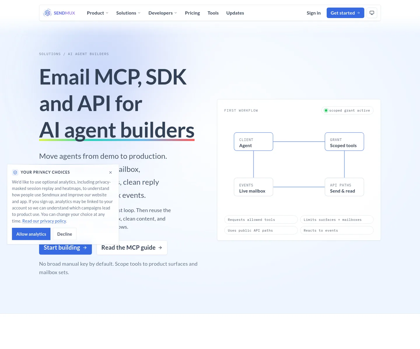 sendmux.ai Hero section