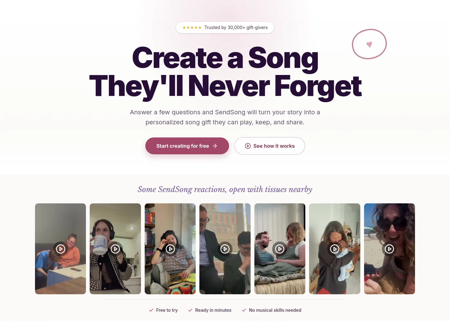 sendsong.org — a real Hero section