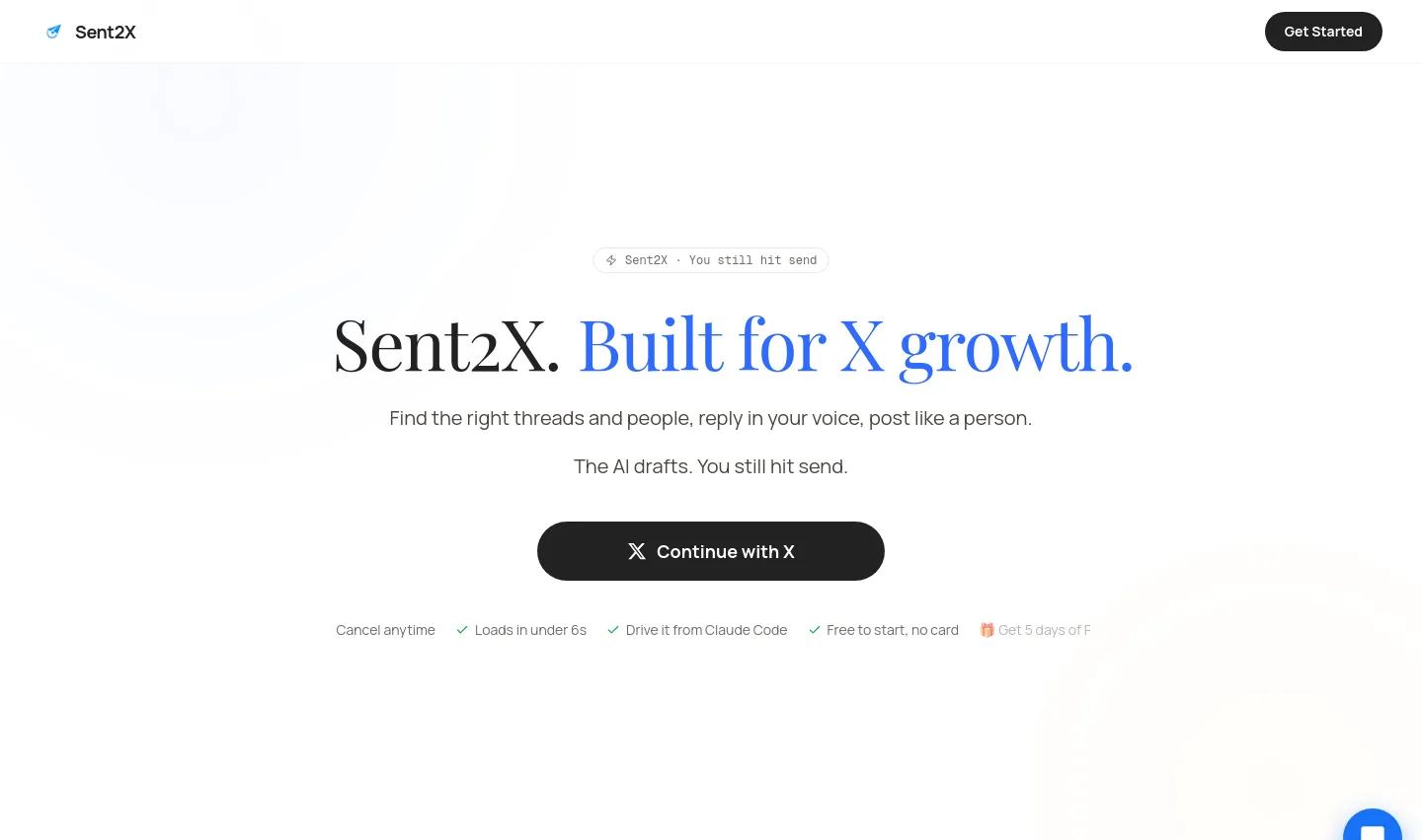 sent2x.com — a measured funnel