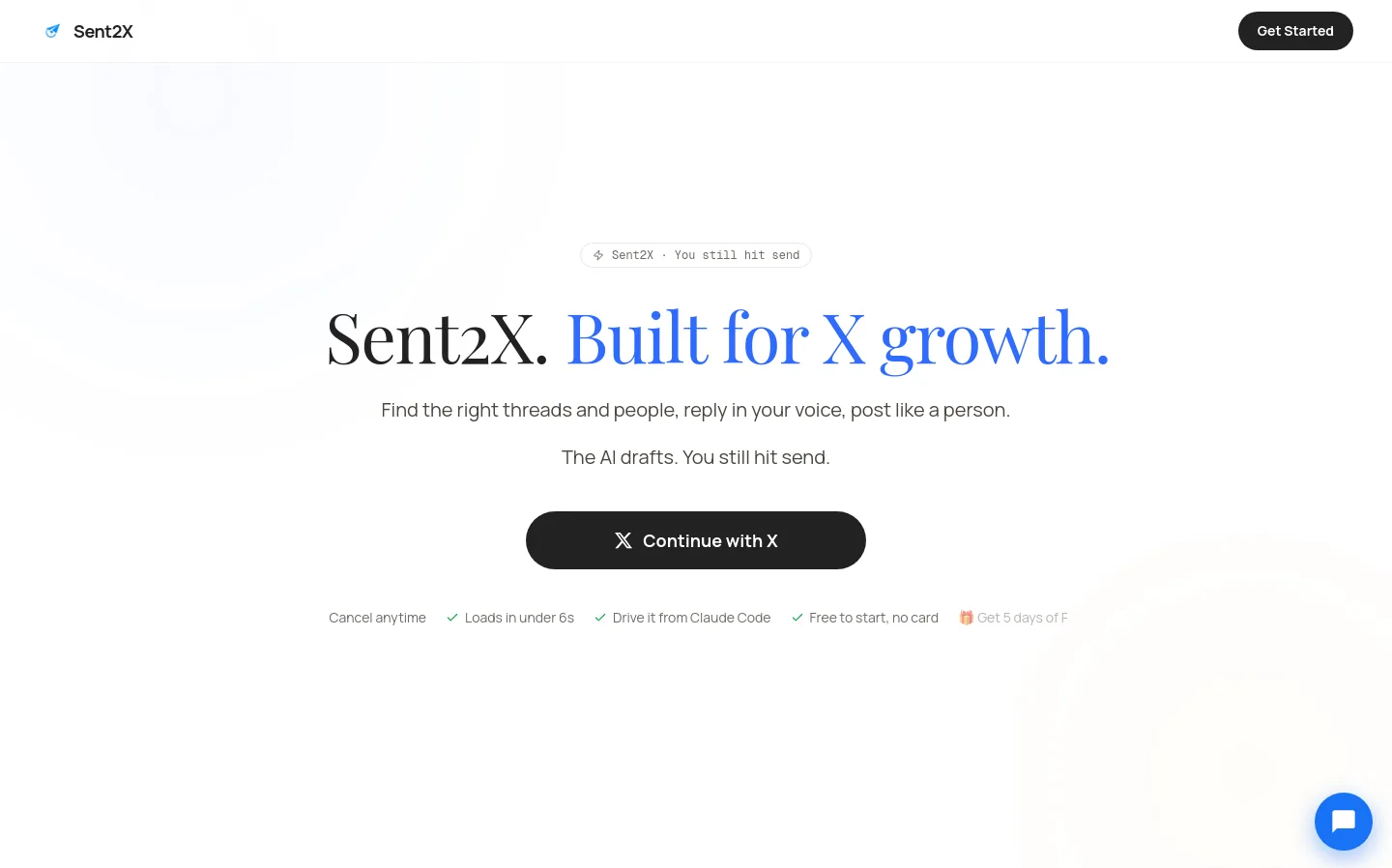 sent2x.com — a real Hero section