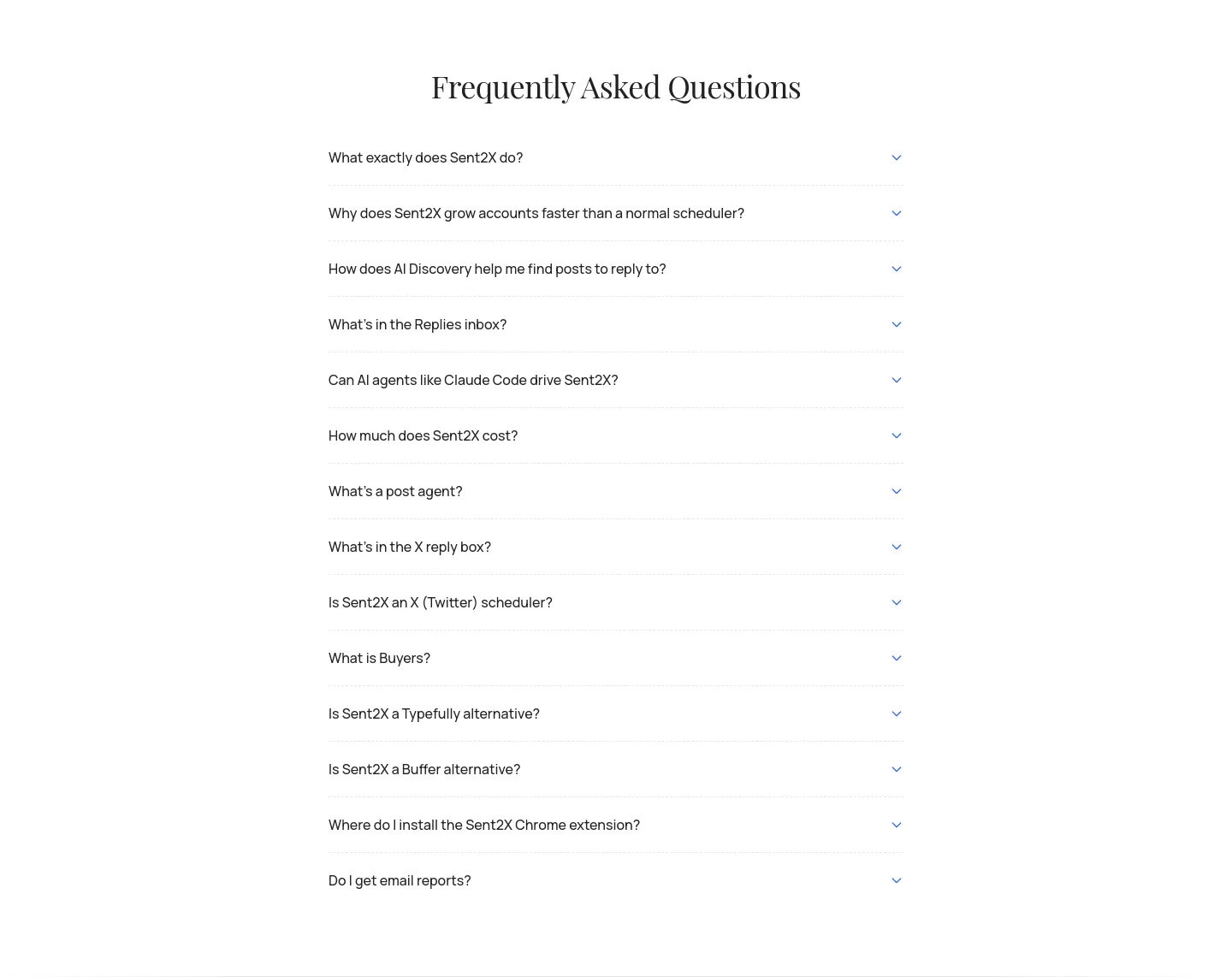 sent2x.com FAQ section
