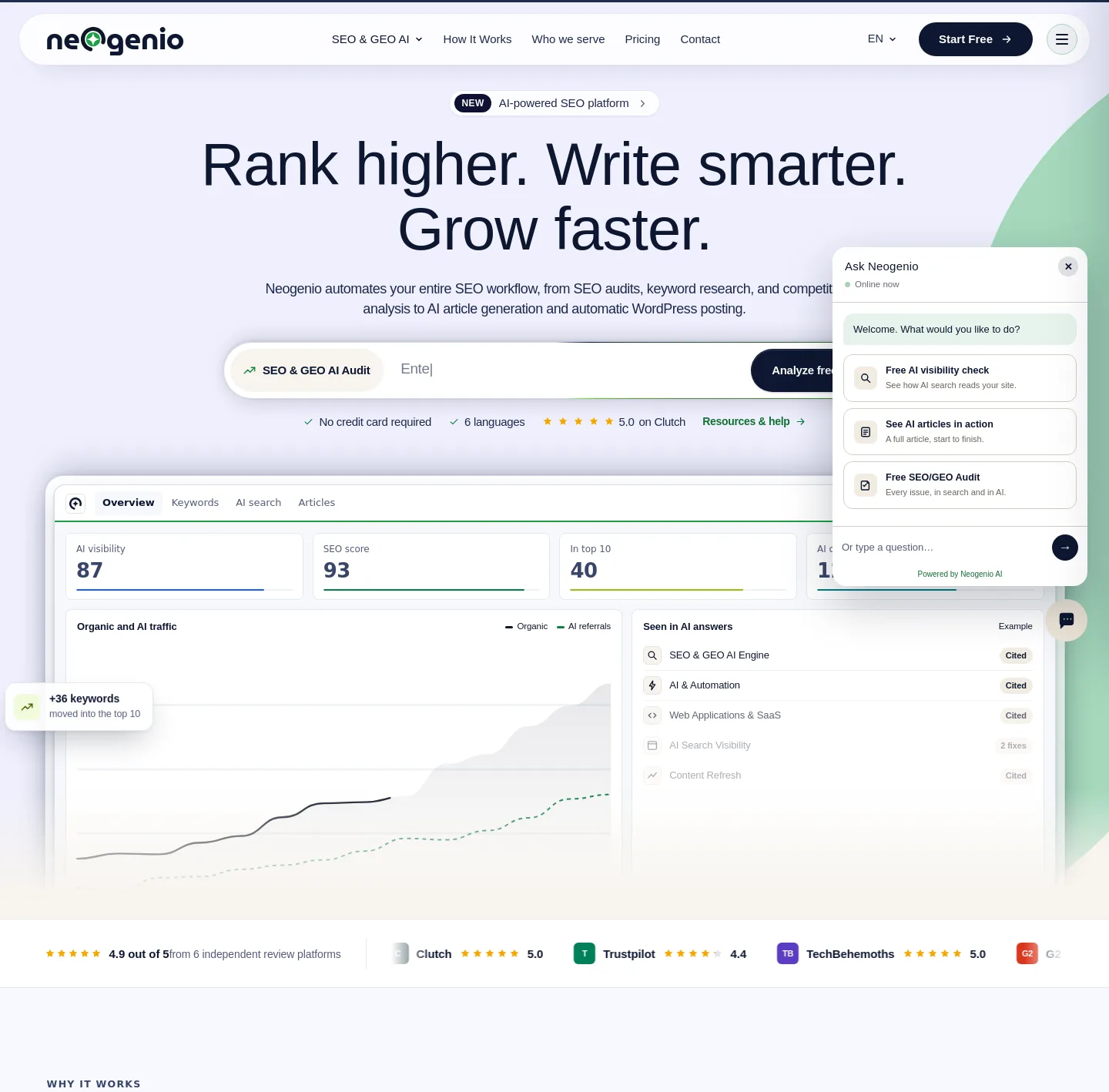 seo.neogenio.ai — a real Hero section