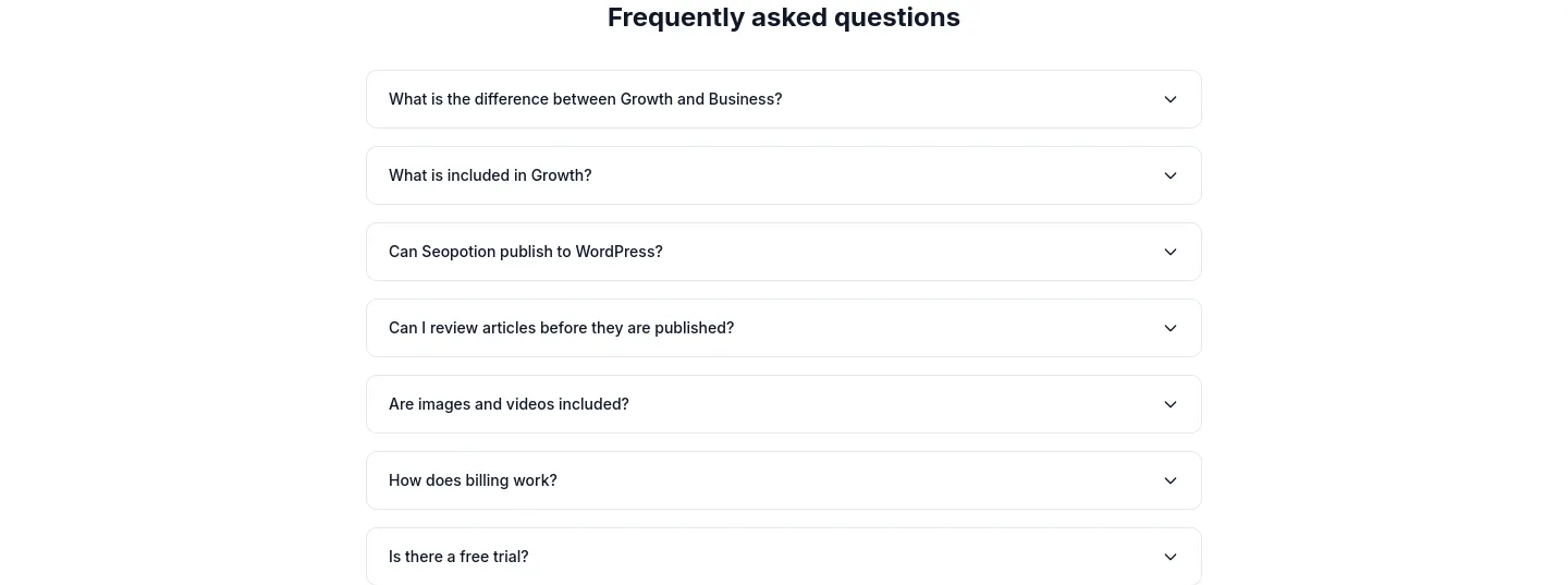 seopotion.co FAQ section