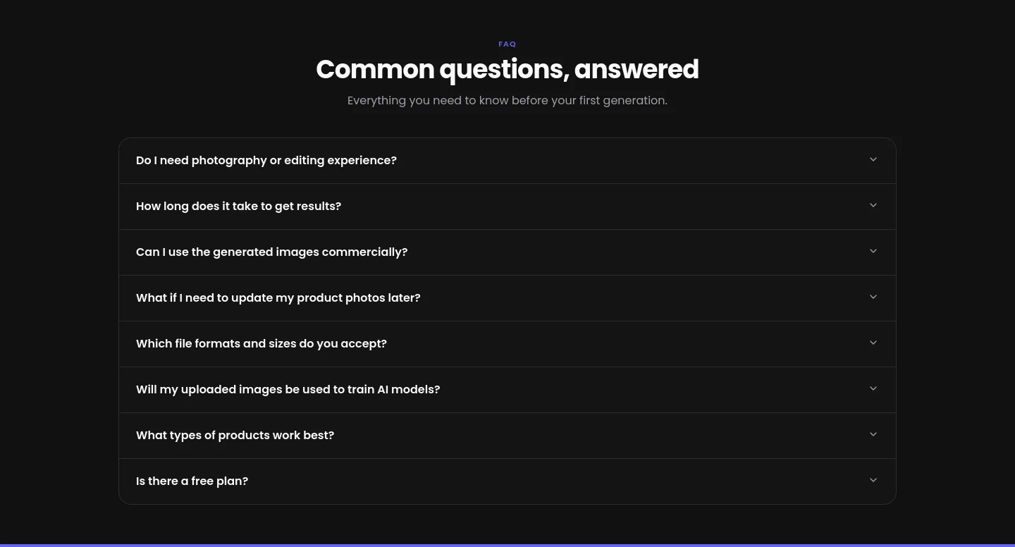 sharpshoot.ai — a real FAQ section