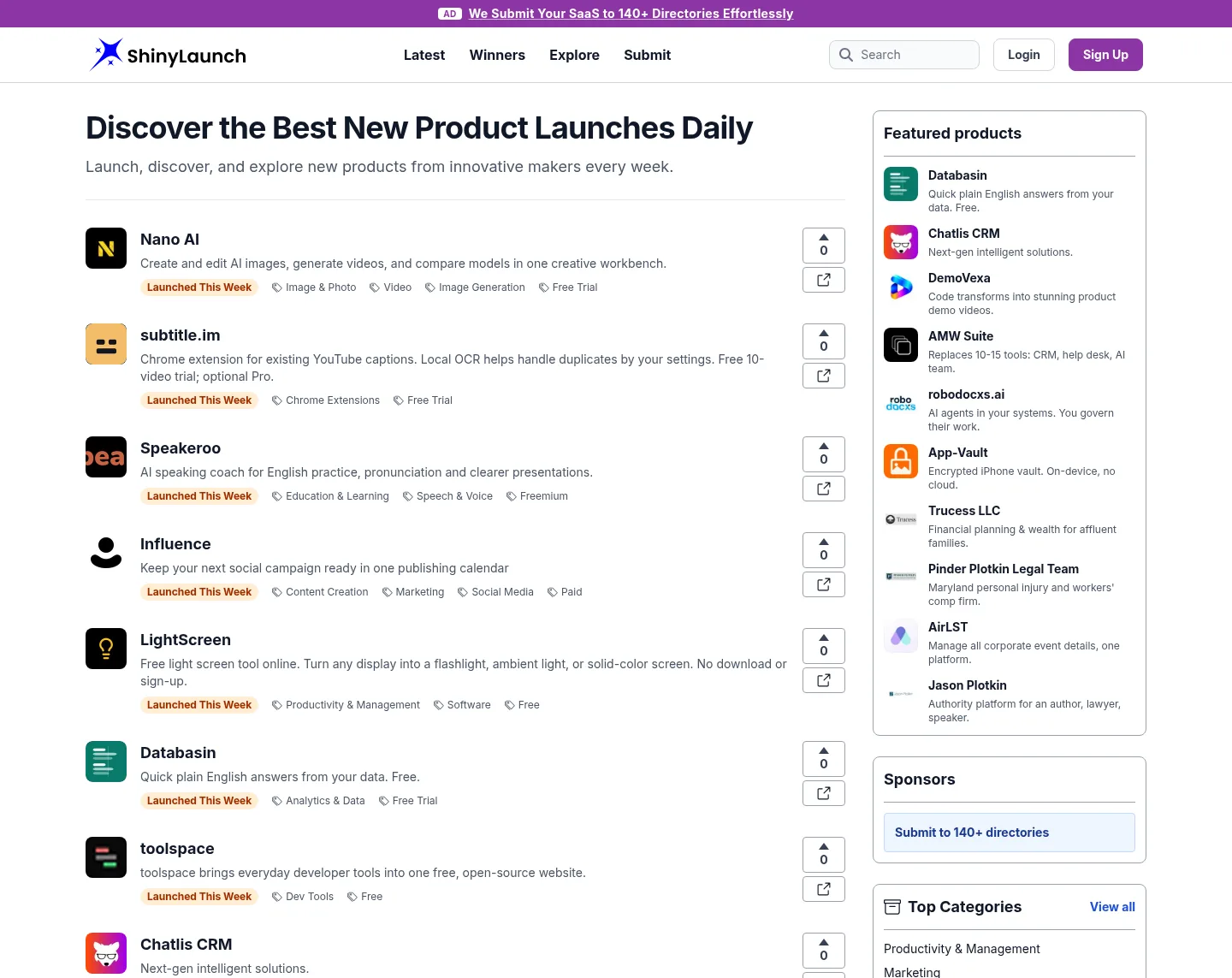 shinylaunch.com — a measured funnel