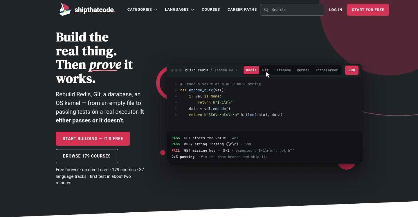 shipthatcode.com — a real Hero section