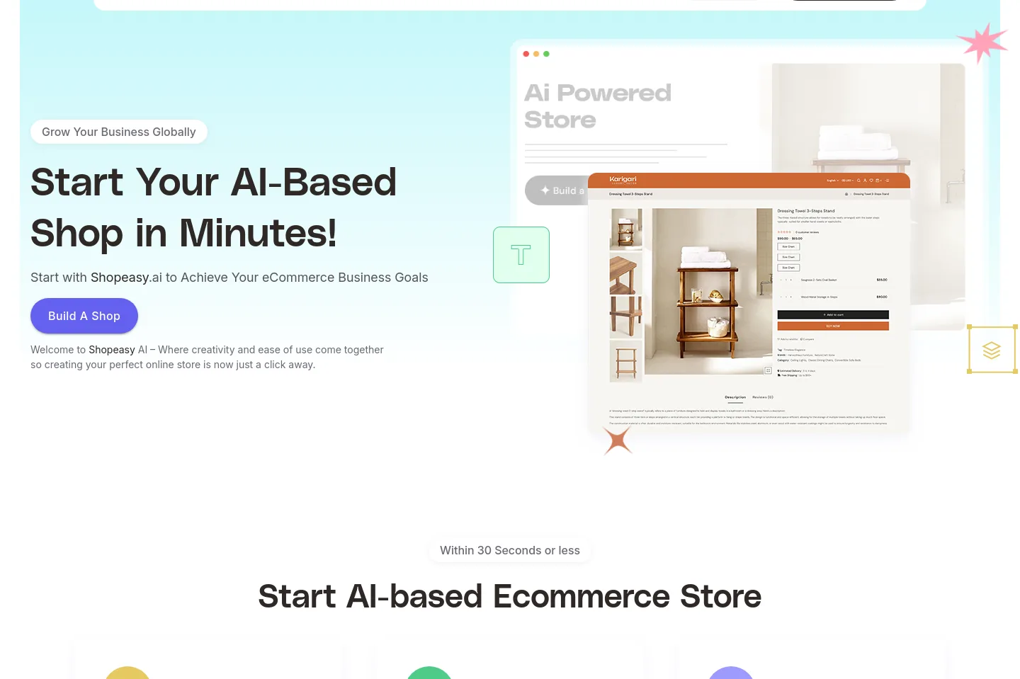 shopeasy.ai — a real Hero section