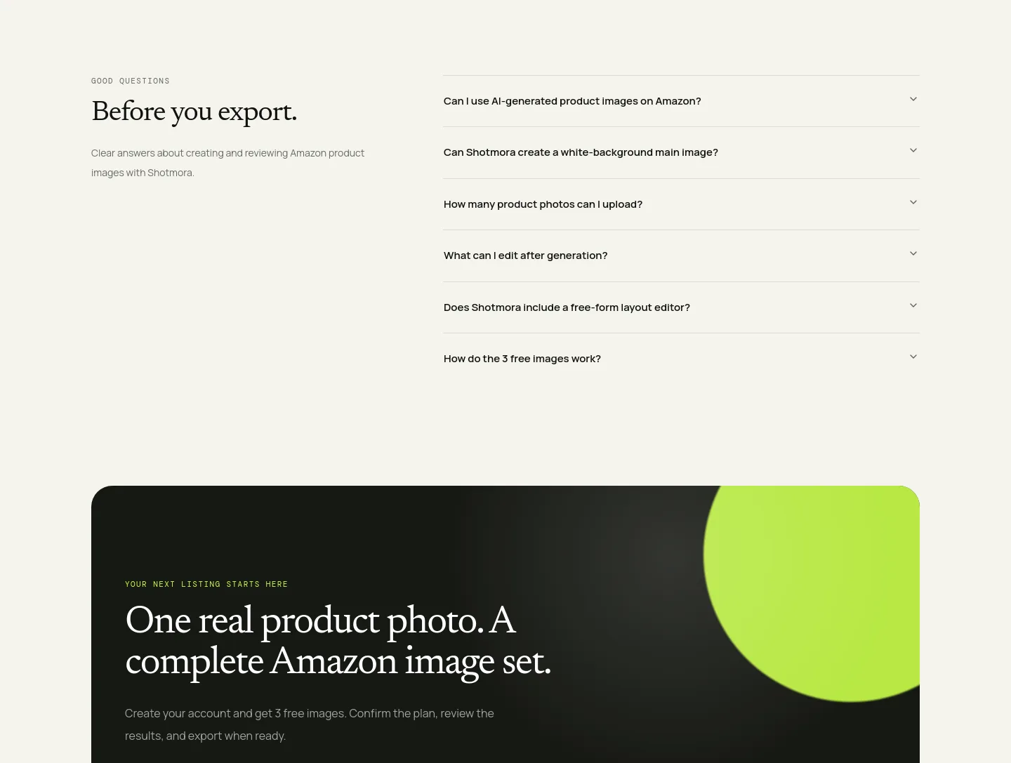 shotmora.com FAQ section