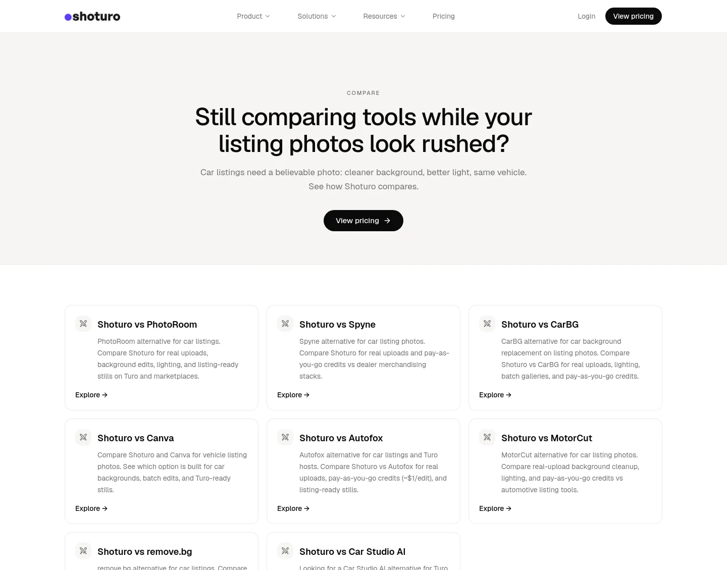 shoturo.com Hero section
