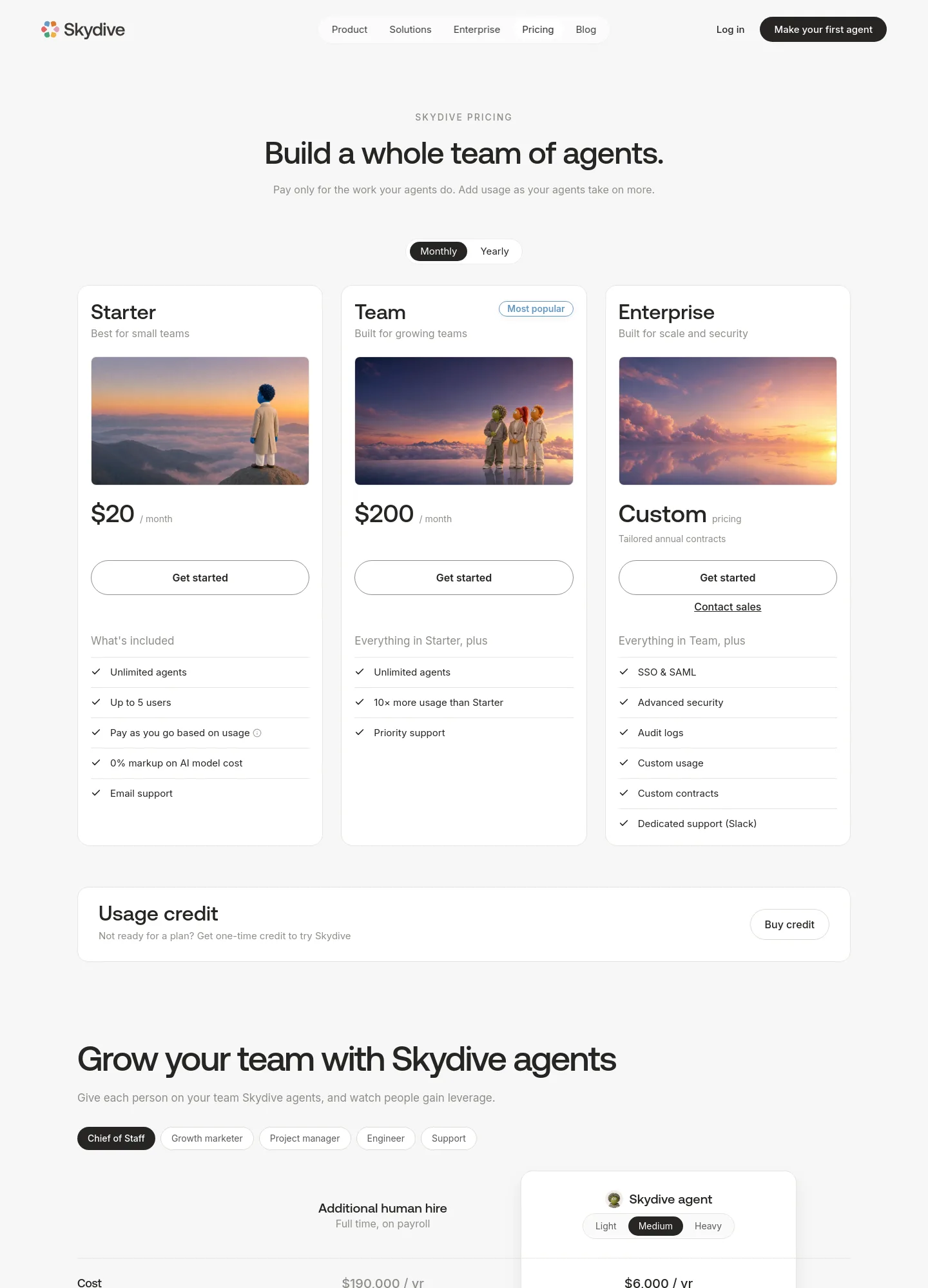 skydive.com — a real Pricing section