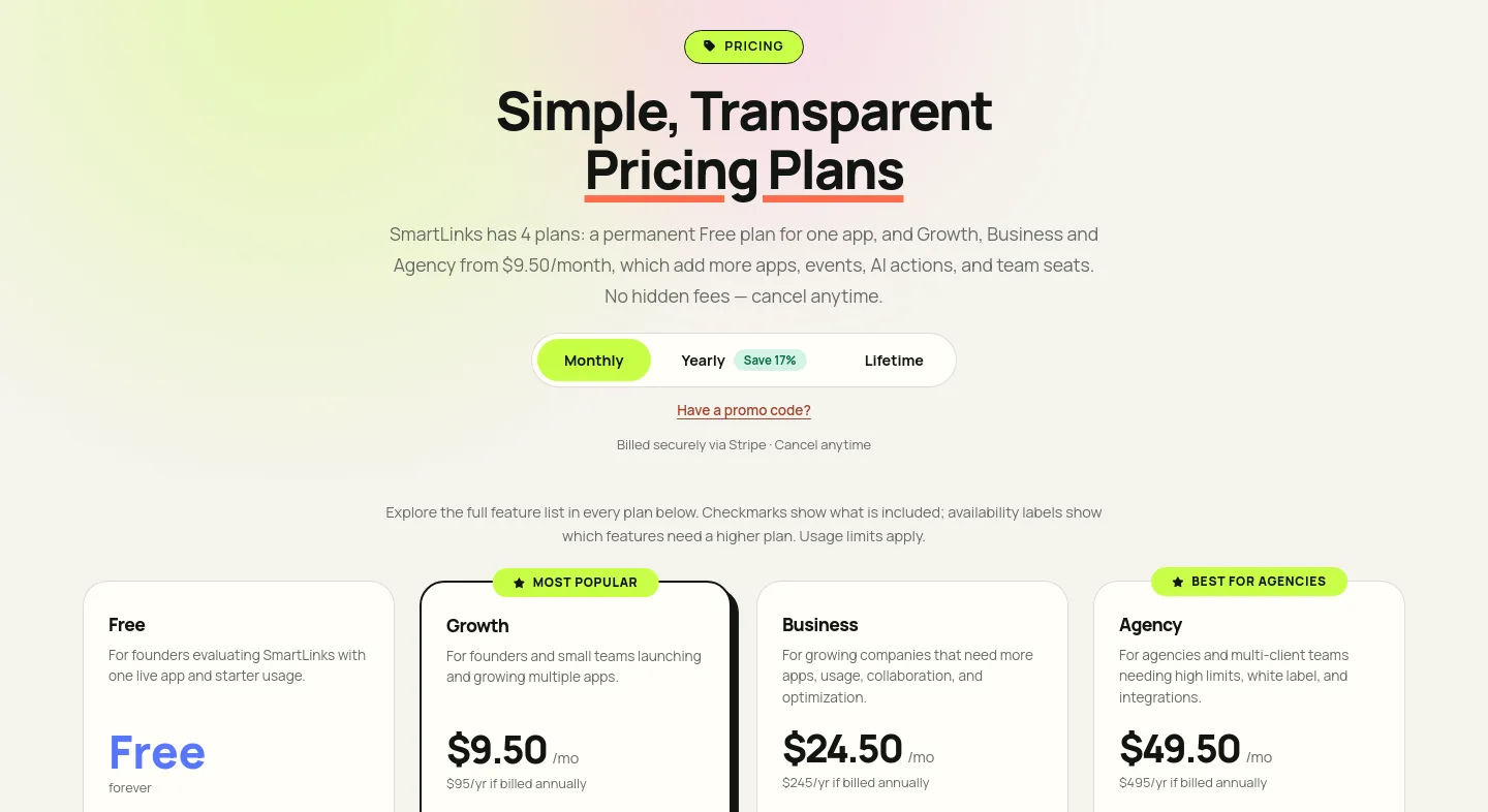 smartlinks.live Hero section