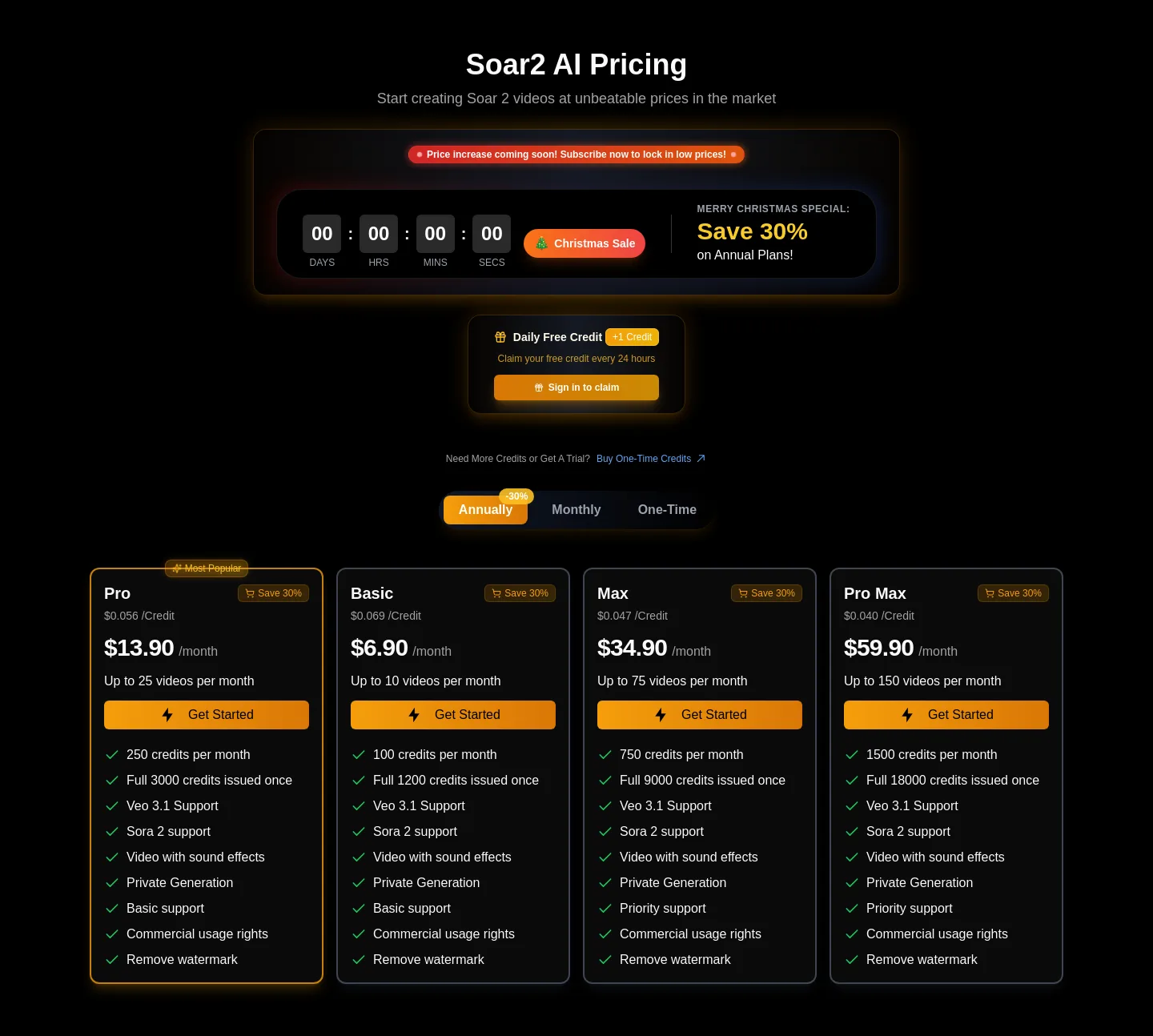 soar2ai.com Pricing section