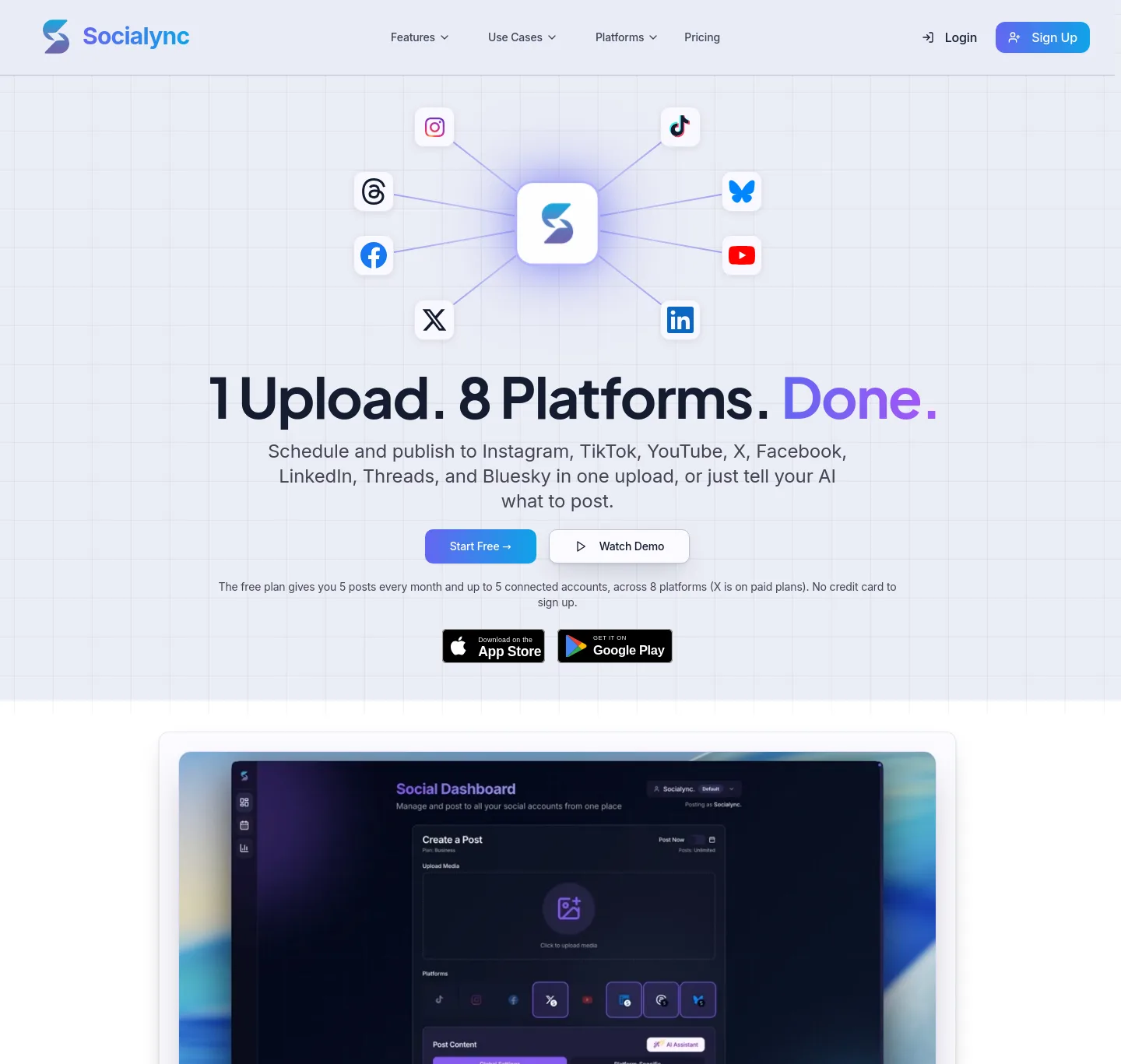 socialync.io — a measured funnel