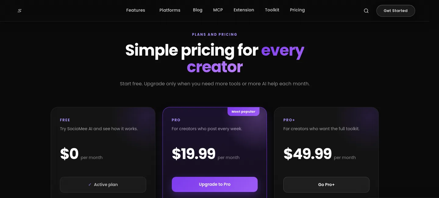 sociomeeai.com — a real Hero section