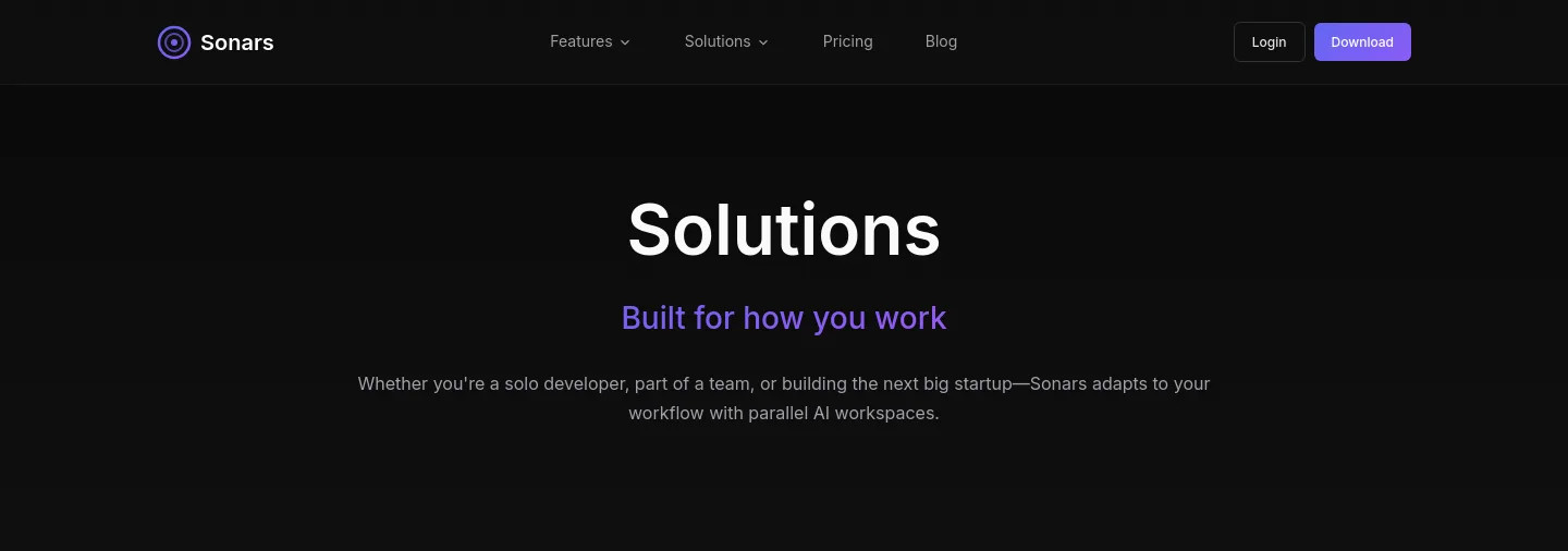 sonars.dev — a real Hero section