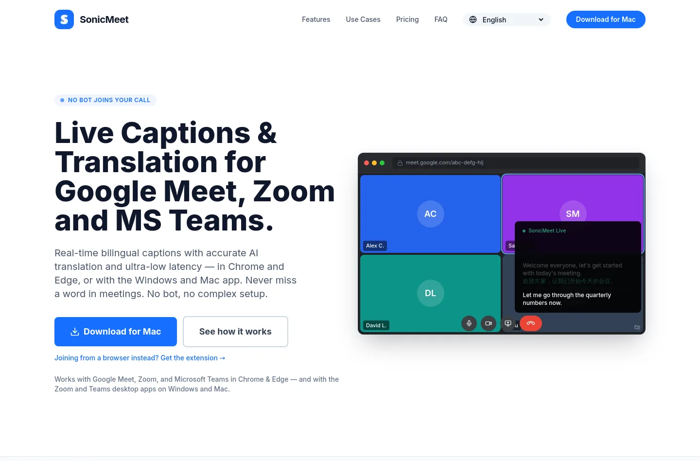 sonicmeet.app — a real Hero section