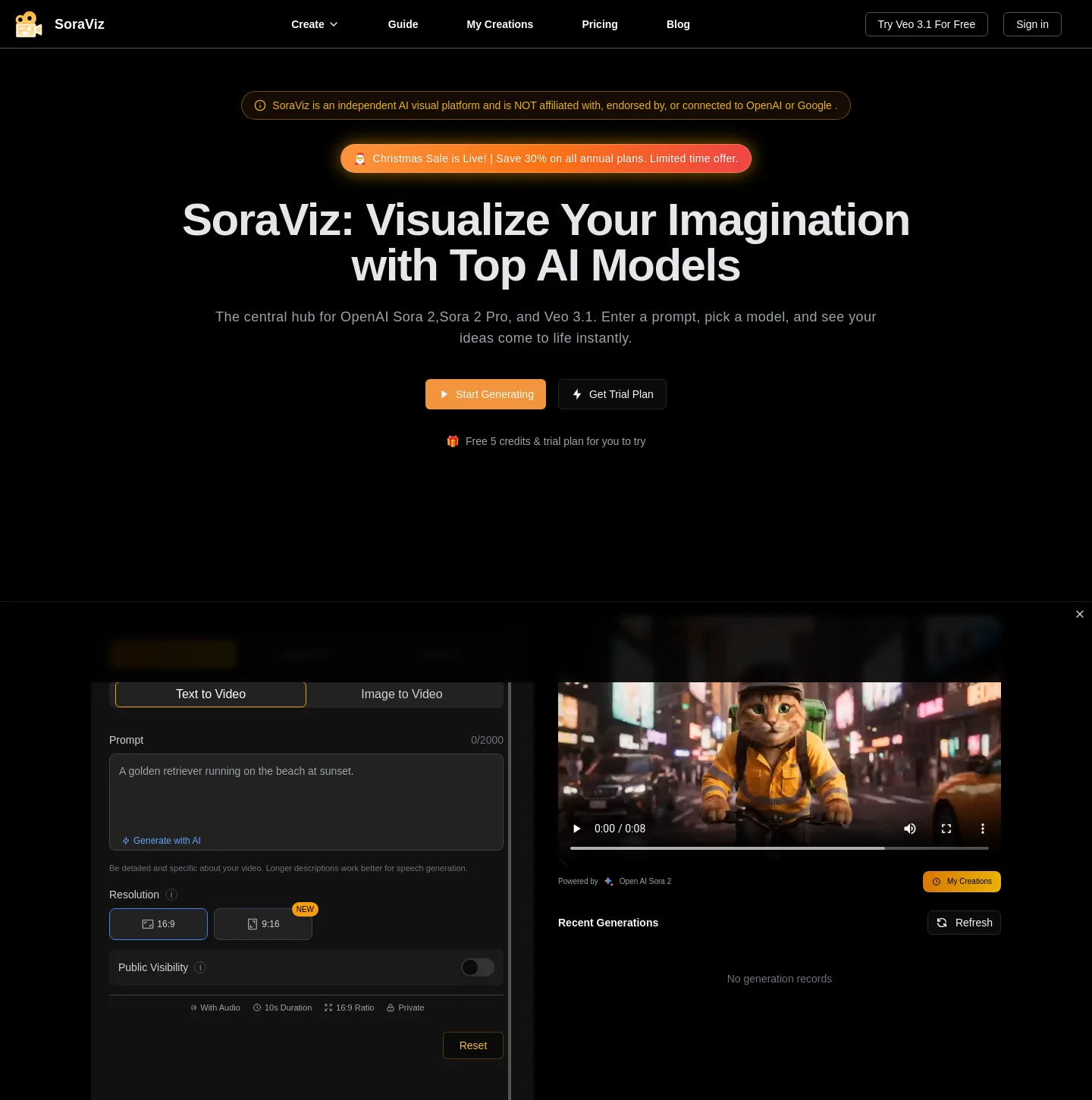soraviz.com — a measured funnel