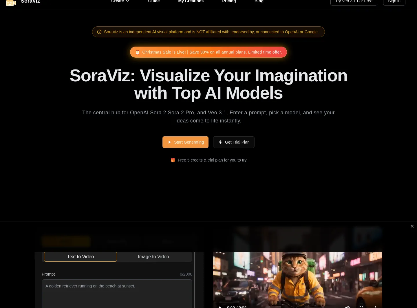 soraviz.com — a real Hero section