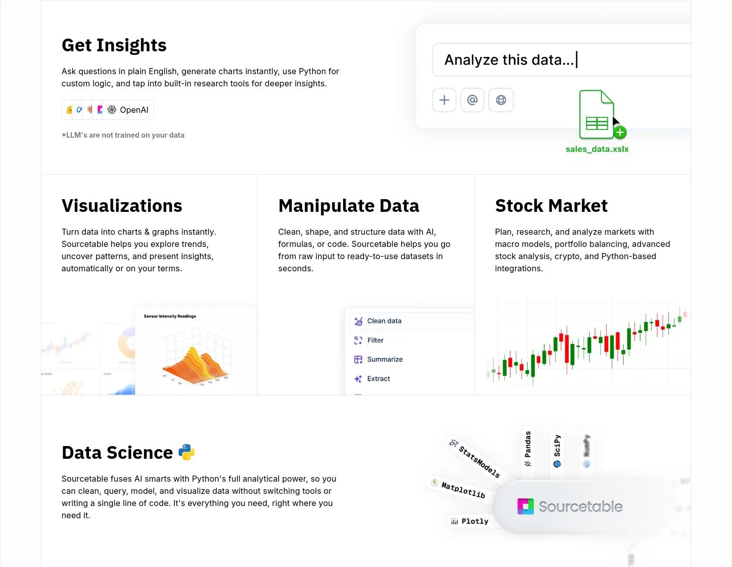 sourcetable.com Features section